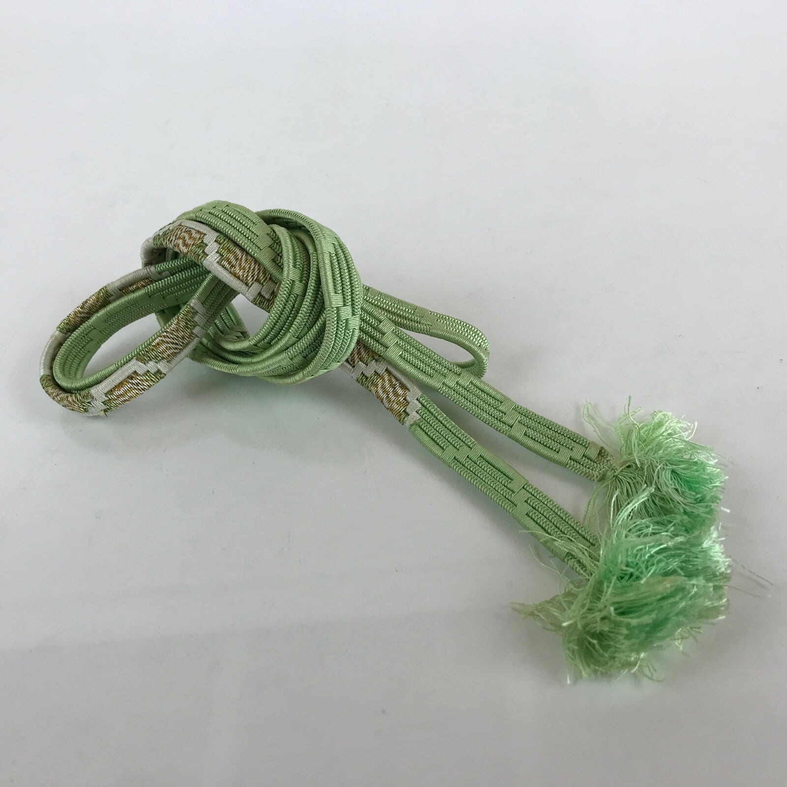 Japanese Obijime Kimono Accessory Silk Kumihimo Vtg Kimono Cord Green Gold OJ177