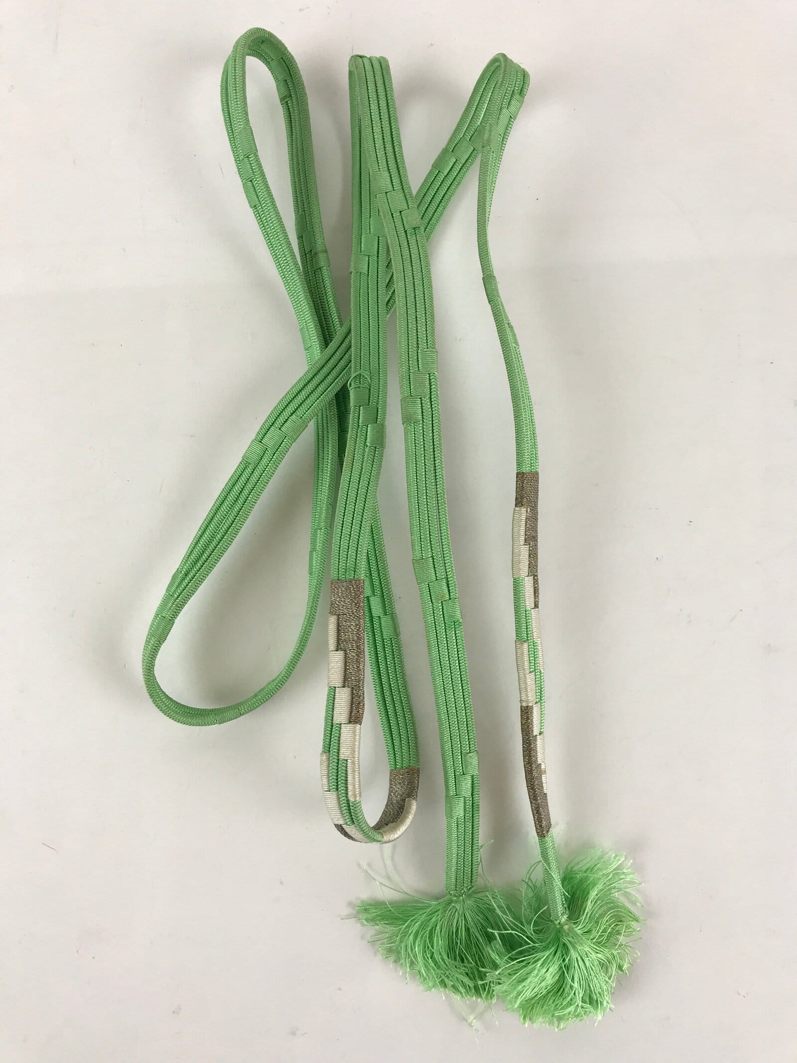 Japanese Obijime Kimono Accessory Silk Kumihimo Vtg Kimono Cord Green OJ178
