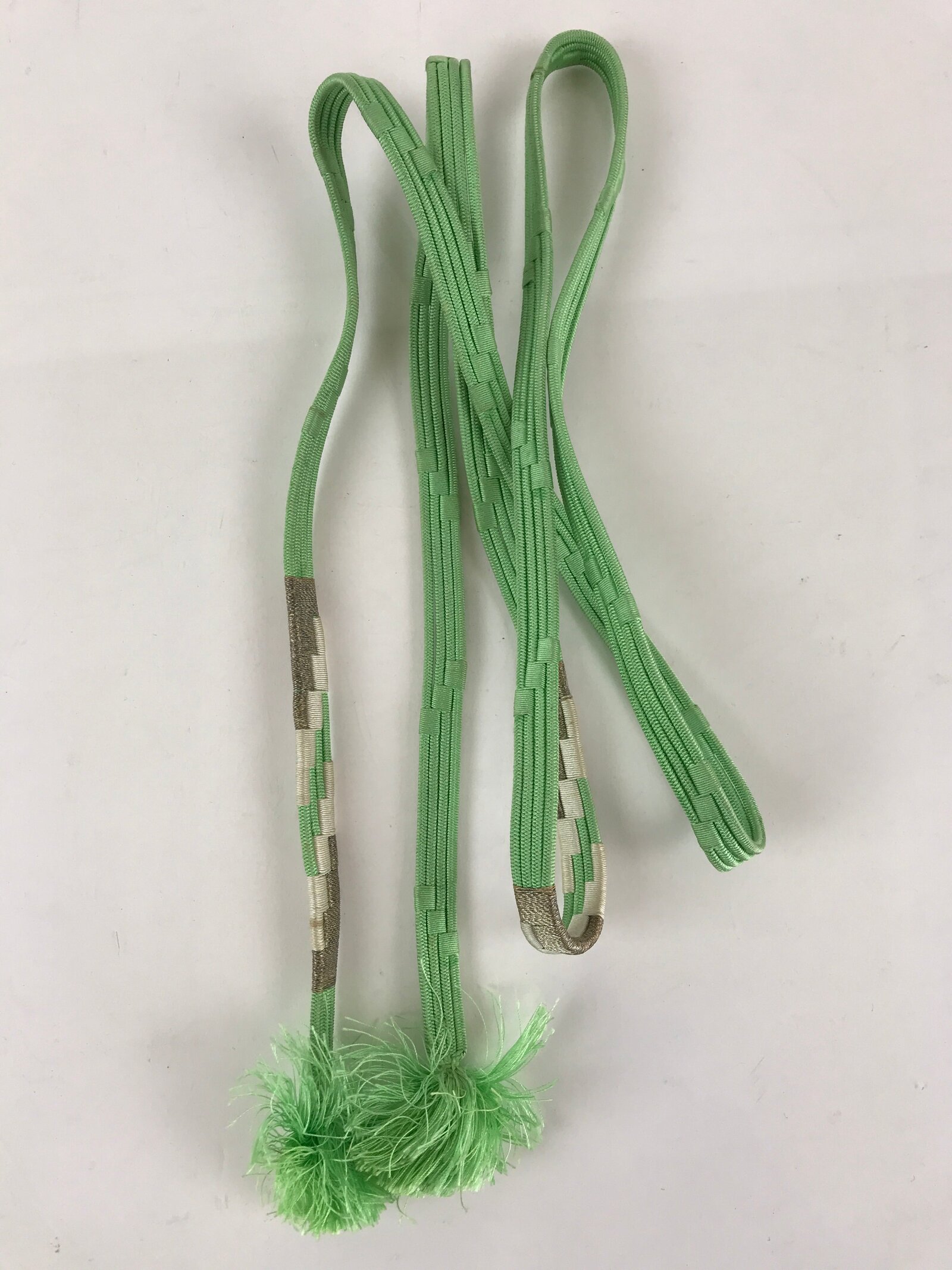Japanese Obijime Kimono Accessory Silk Kumihimo Vtg Kimono Cord Green OJ178