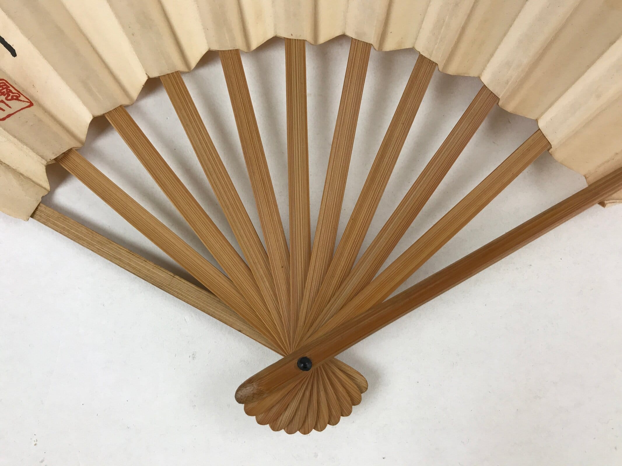 Japanese Paper Folding Fan Sensu Bamboo Frame 3 Big Kanji Characters 4D777