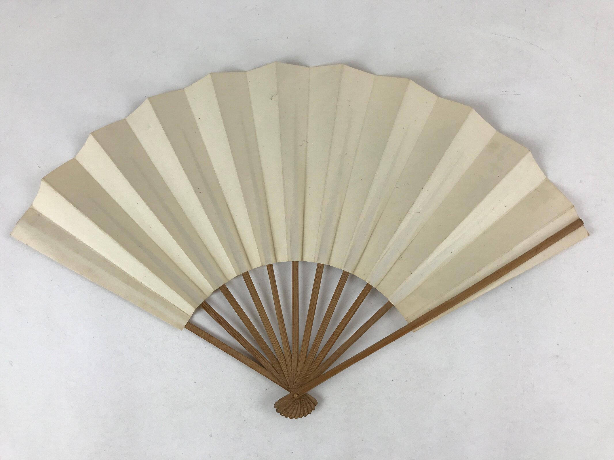 Japanese Paper Folding Fan Sensu Bamboo Frame Landscape Painting 4D776