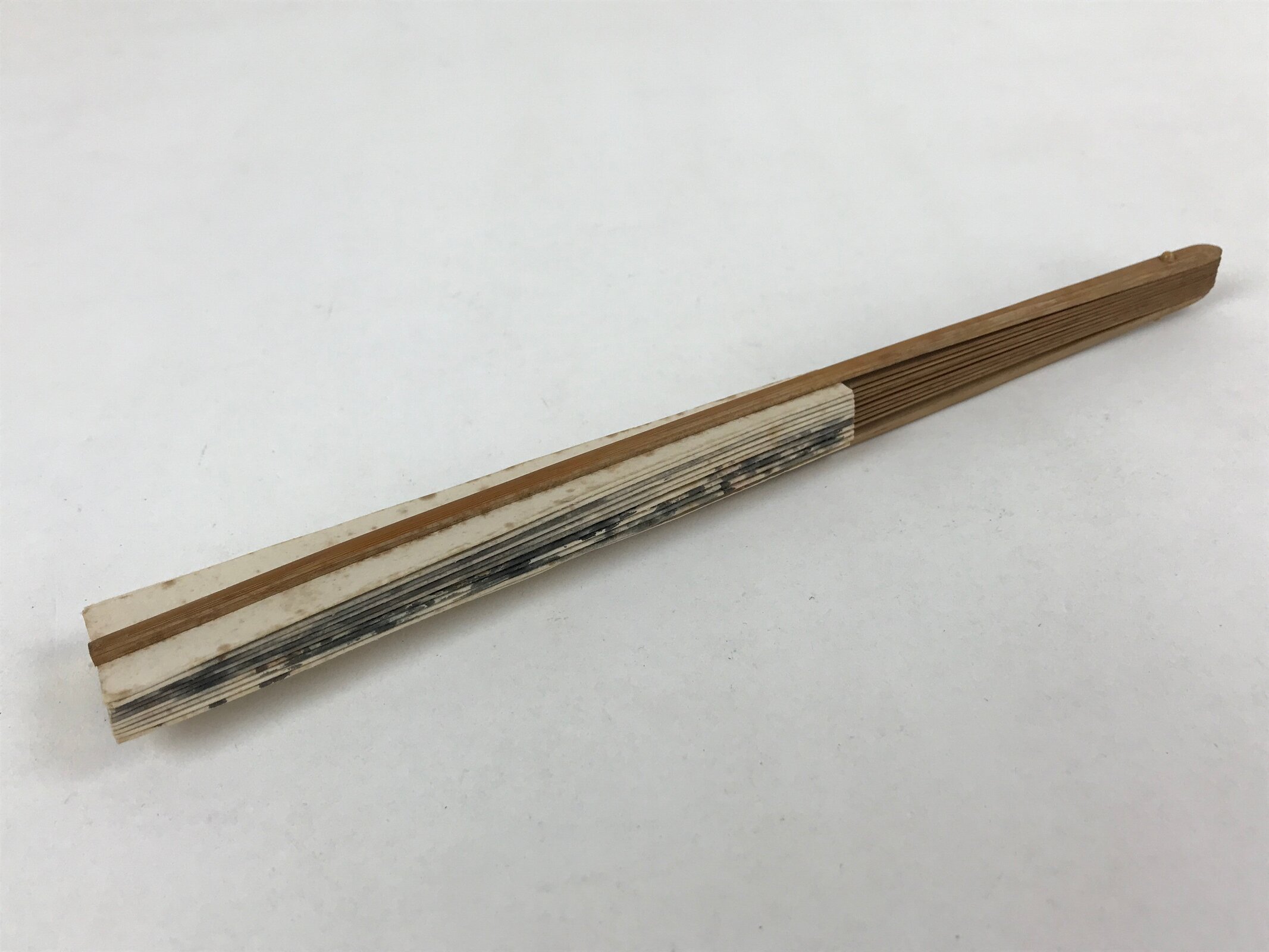 Japanese Paper Folding Fan Sensu Bamboo Frame Landscape Painting 4D776