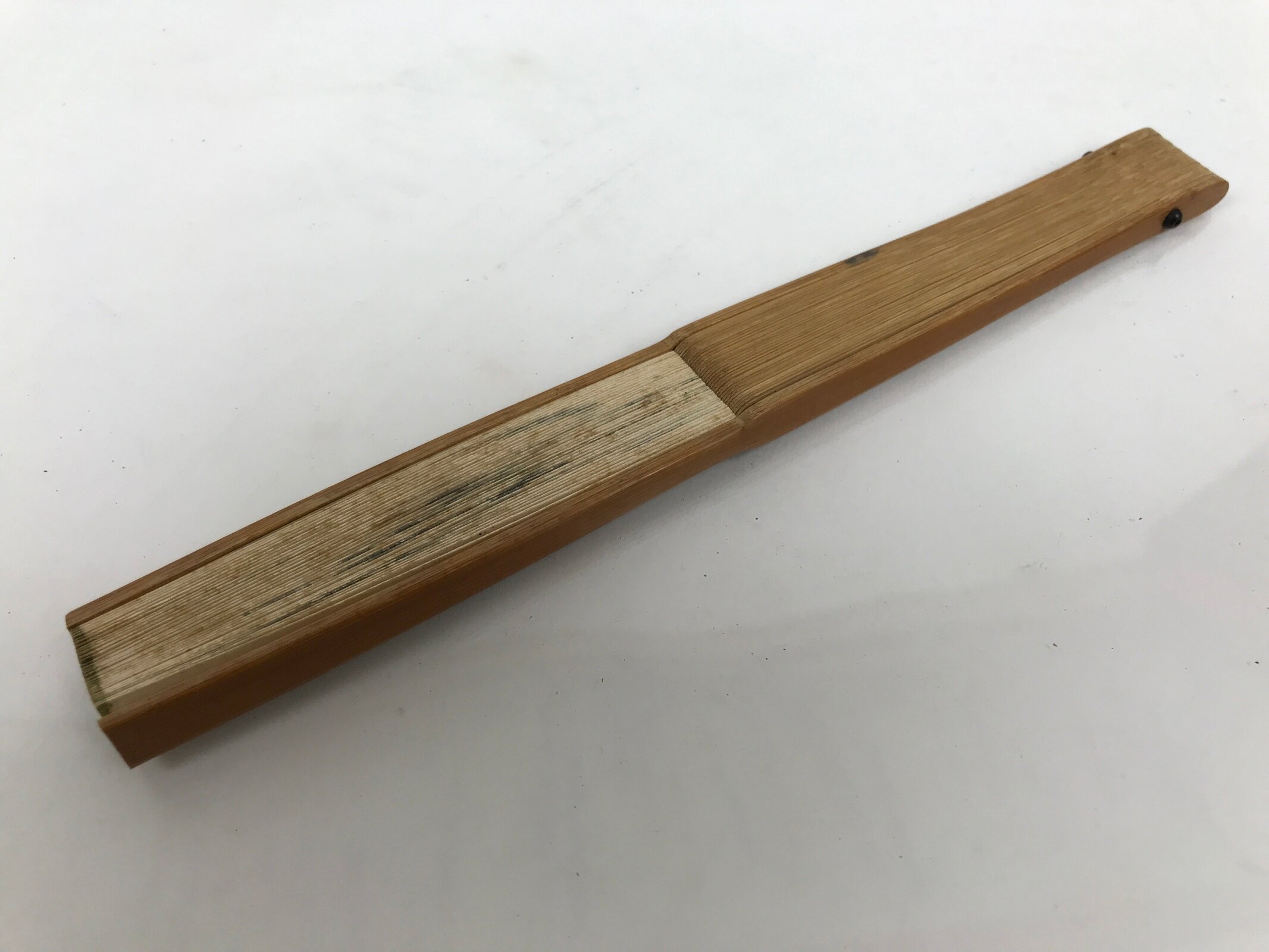 Japanese Paper Folding Fan Sensu Vtg Bamboo Frame Abstract Dragonfly Plant 4D902