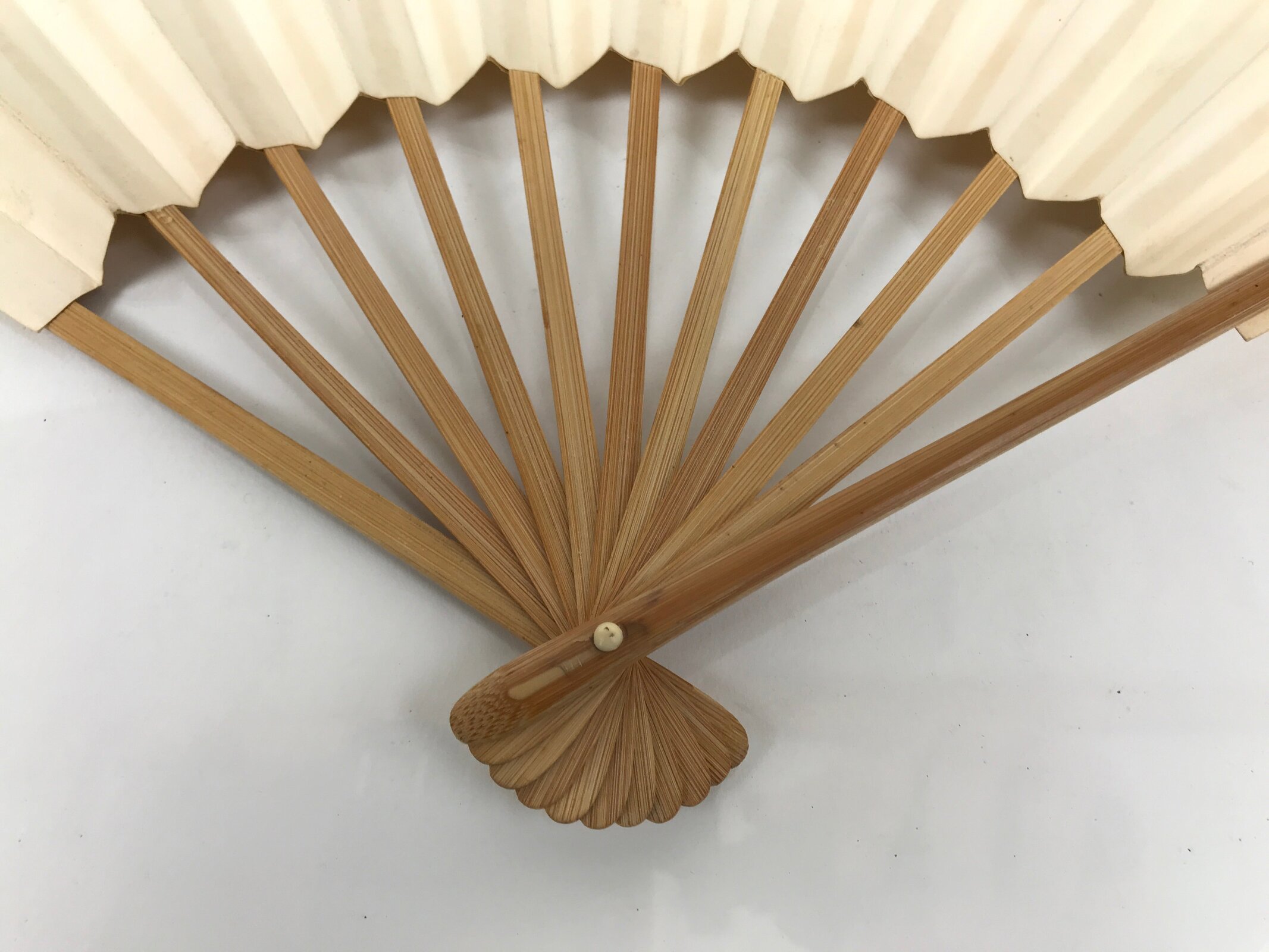 Japanese Paper Folding Fan Sensu Vtg Bamboo Frame Calligraphy New Year 4D925