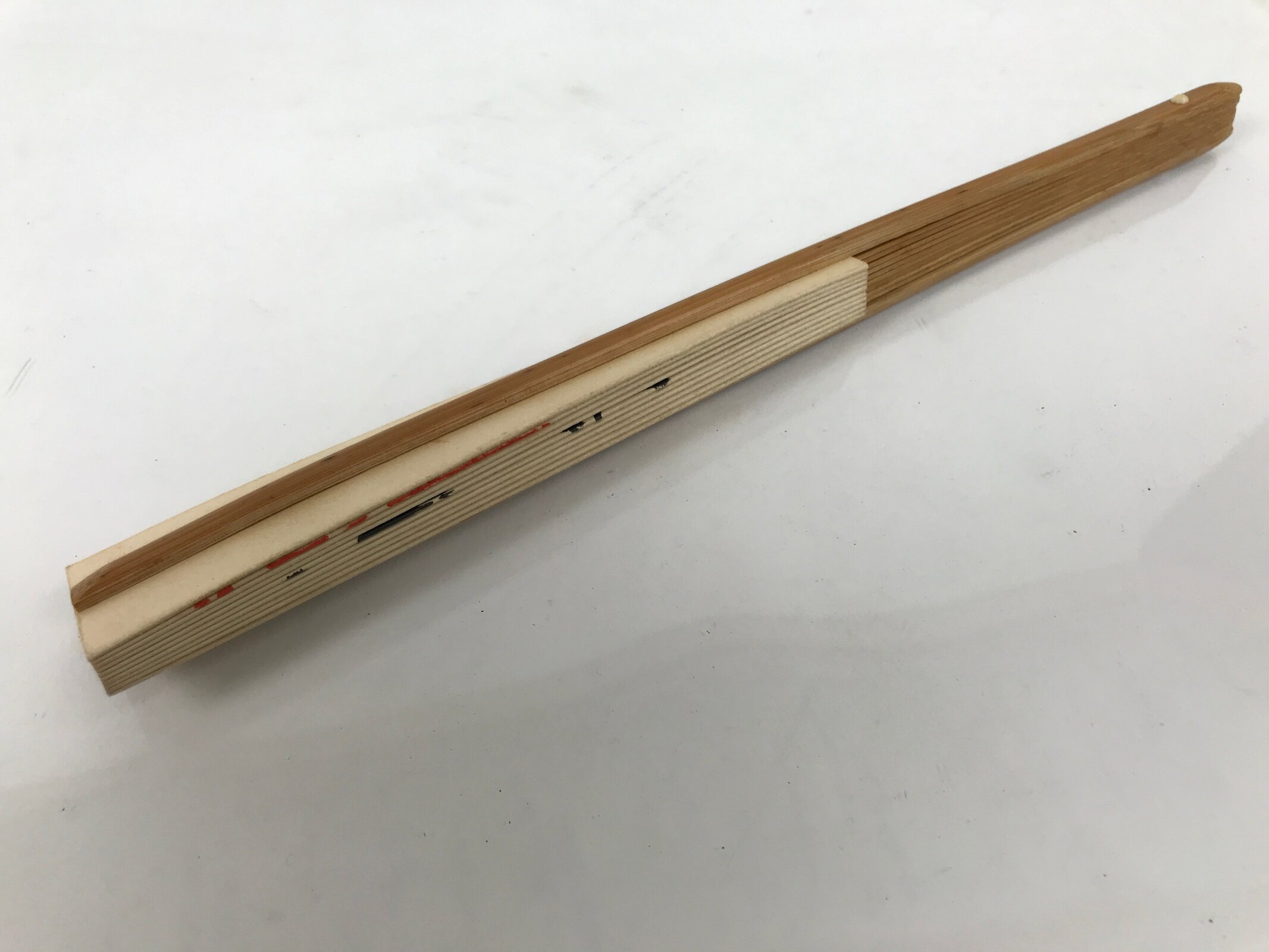 Japanese Paper Folding Fan Sensu Vtg Bamboo Frame Calligraphy New Year 4D925