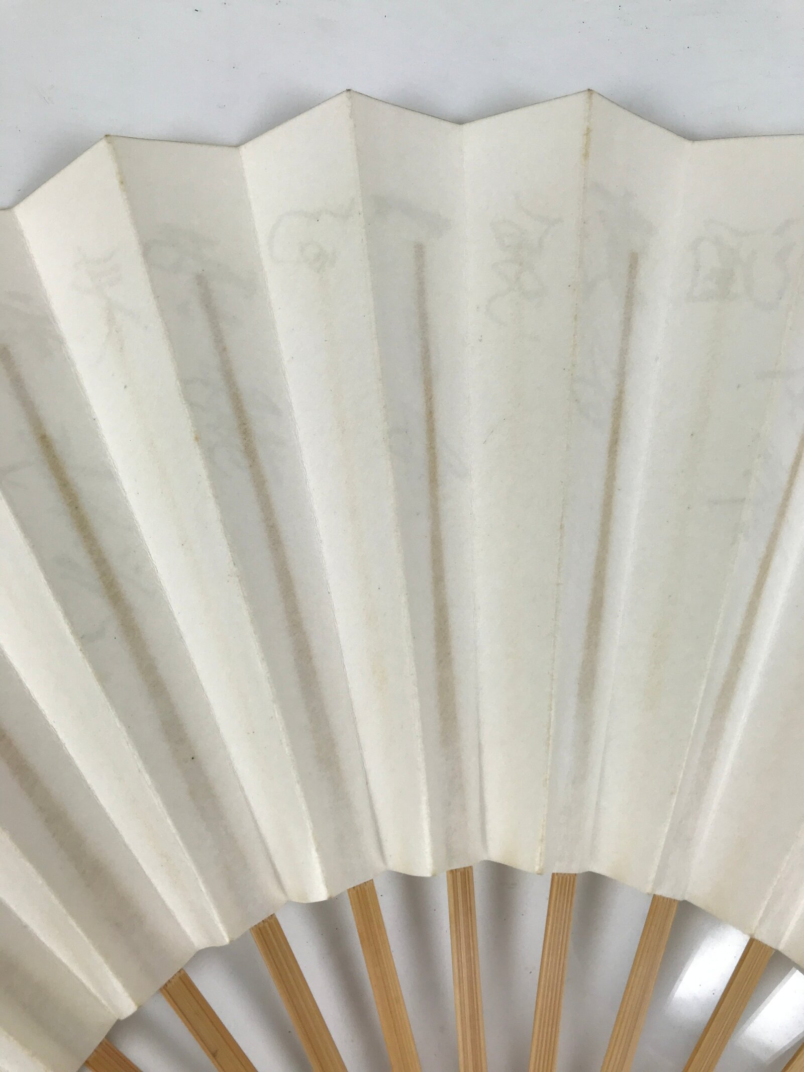 Japanese Paper Folding Fan Sensu Vtg Bamboo Frame Calligraphy Poem Black 4D930