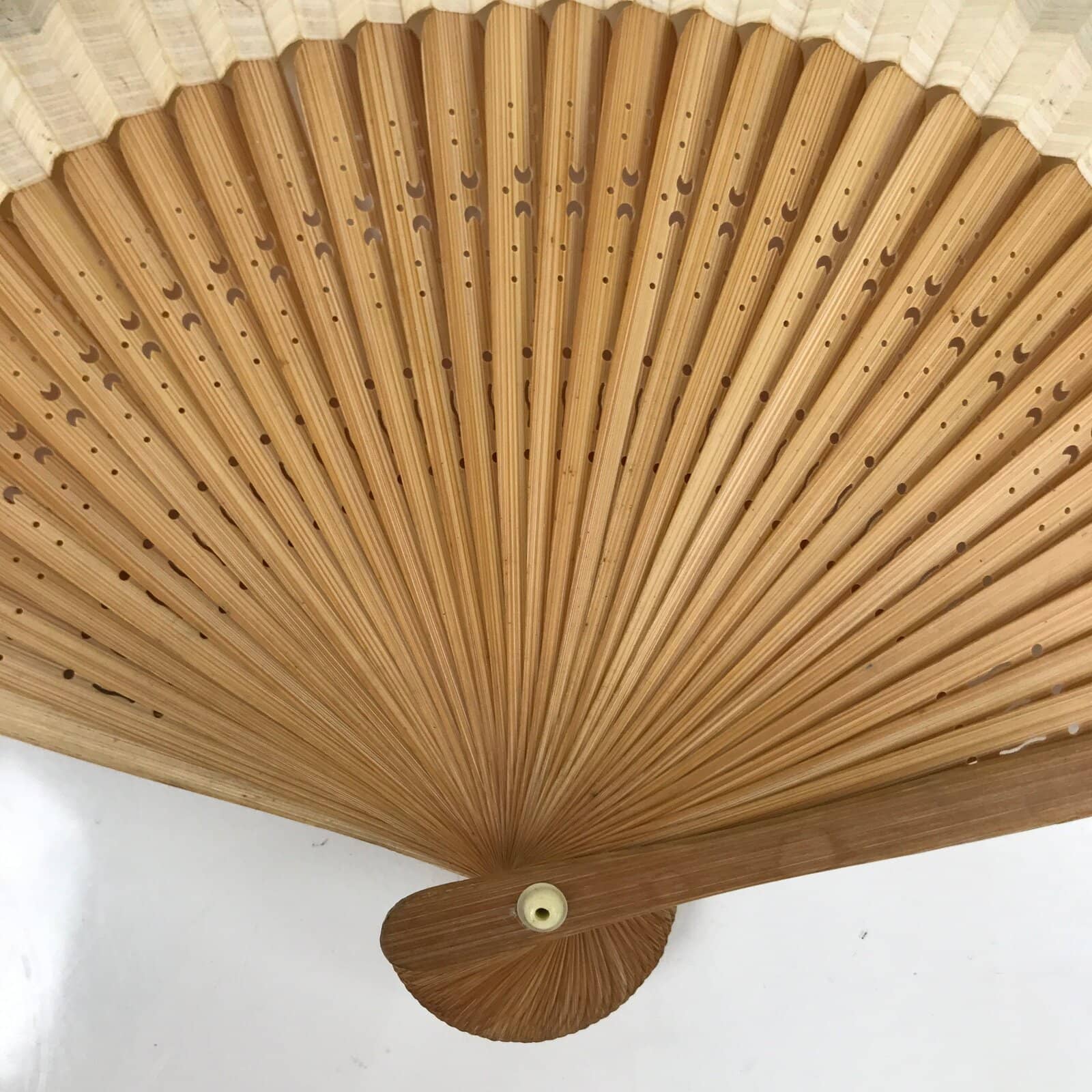 Japanese Paper Folding Fan Sensu Vtg Bamboo Frame Pottery Vases Yanmar 4D846