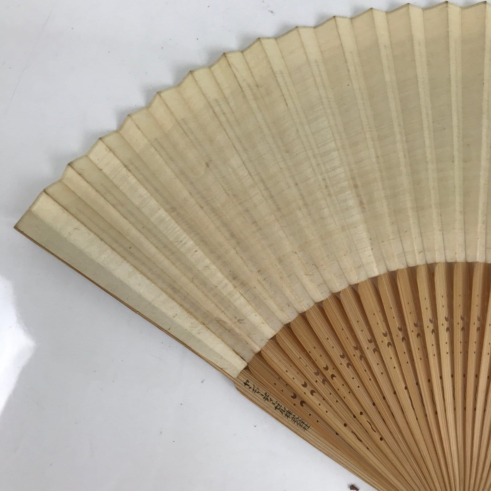 Japanese Paper Folding Fan Sensu Vtg Bamboo Frame Pottery Vases Yanmar 4D846