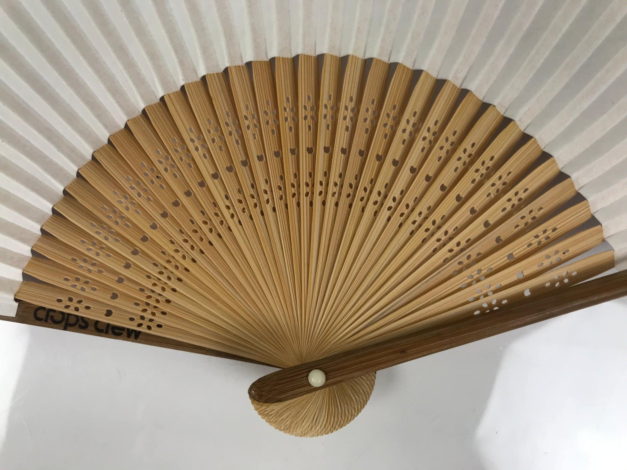 Japanese Paper Folding Fan Sensu Vtg Bamboo Frame Purple Hydrangea Flowers 4D974