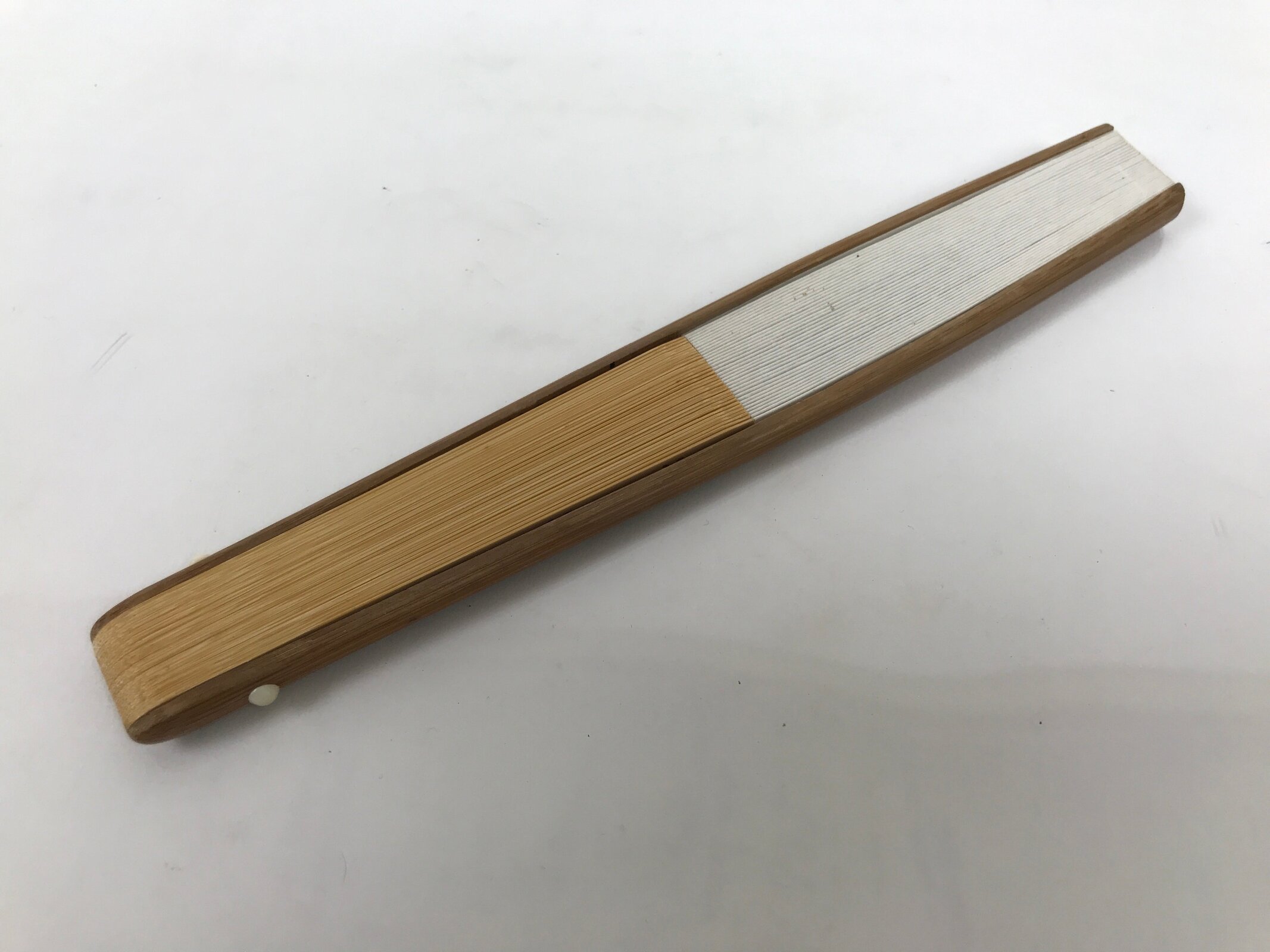 Japanese Paper Folding Fan Sensu Vtg Bamboo Frame Purple Hydrangea Flowers 4D974