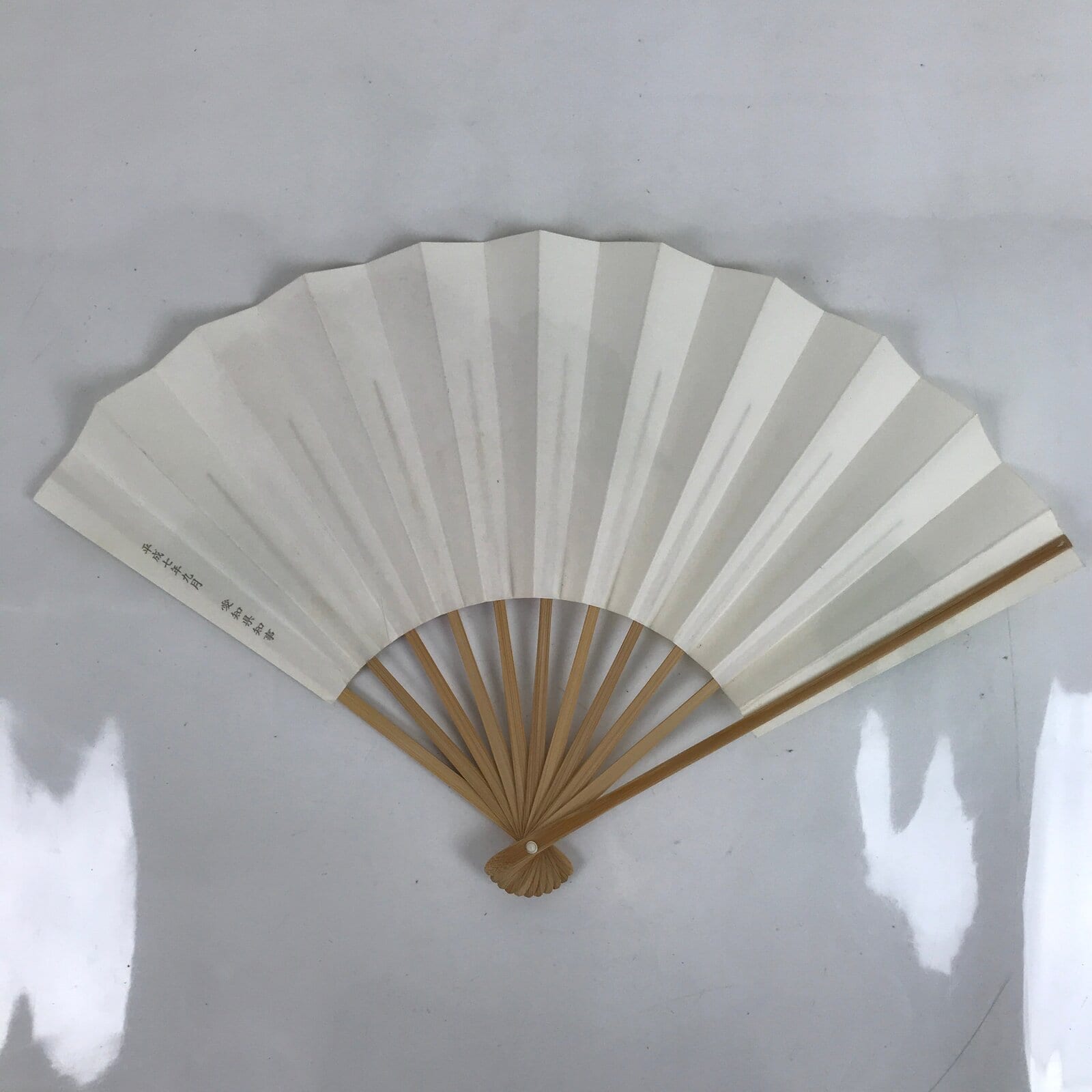 Japanese Paper Folding Fan Sensu Vtg Bamboo Frame Red Flower W/ Stand Box 4D870