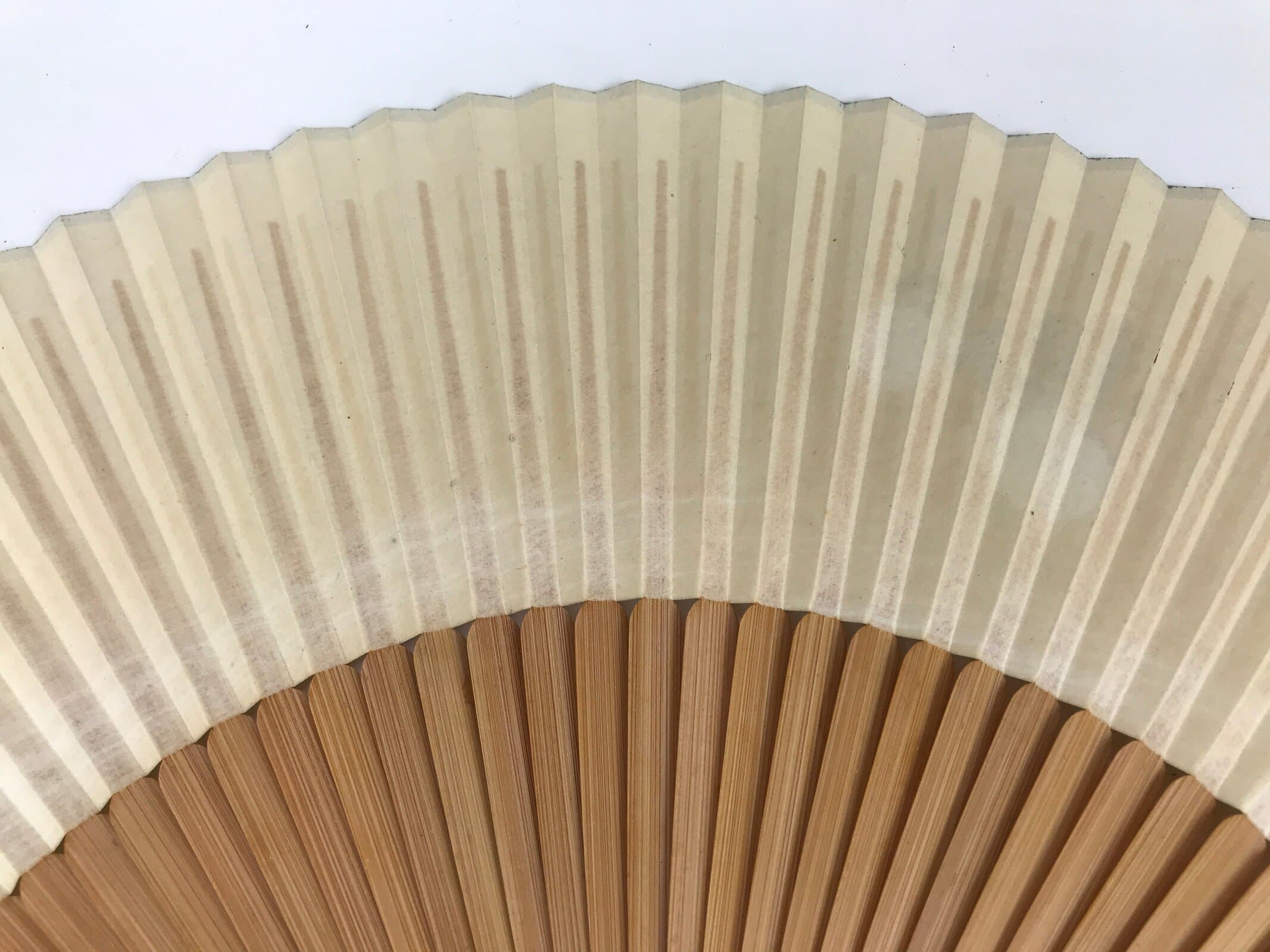 Japanese Paper Folding Fan Sensu Vtg Bamboo Frame Silver Turnips Pepper 4D912