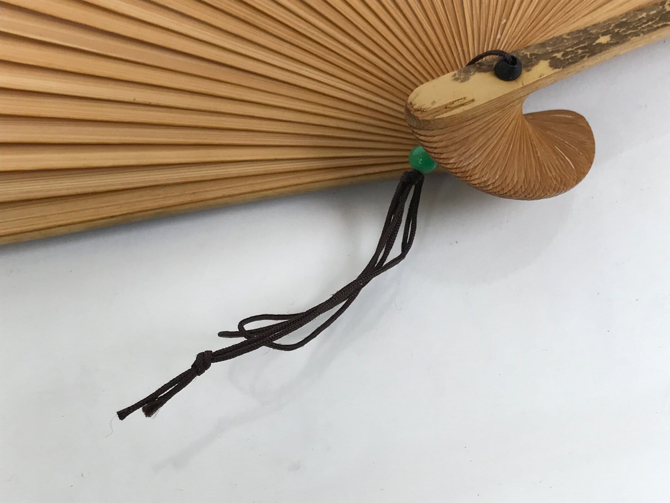 Japanese Paper Folding Fan Sensu Vtg Bamboo Frame Silver Turnips Pepper 4D912