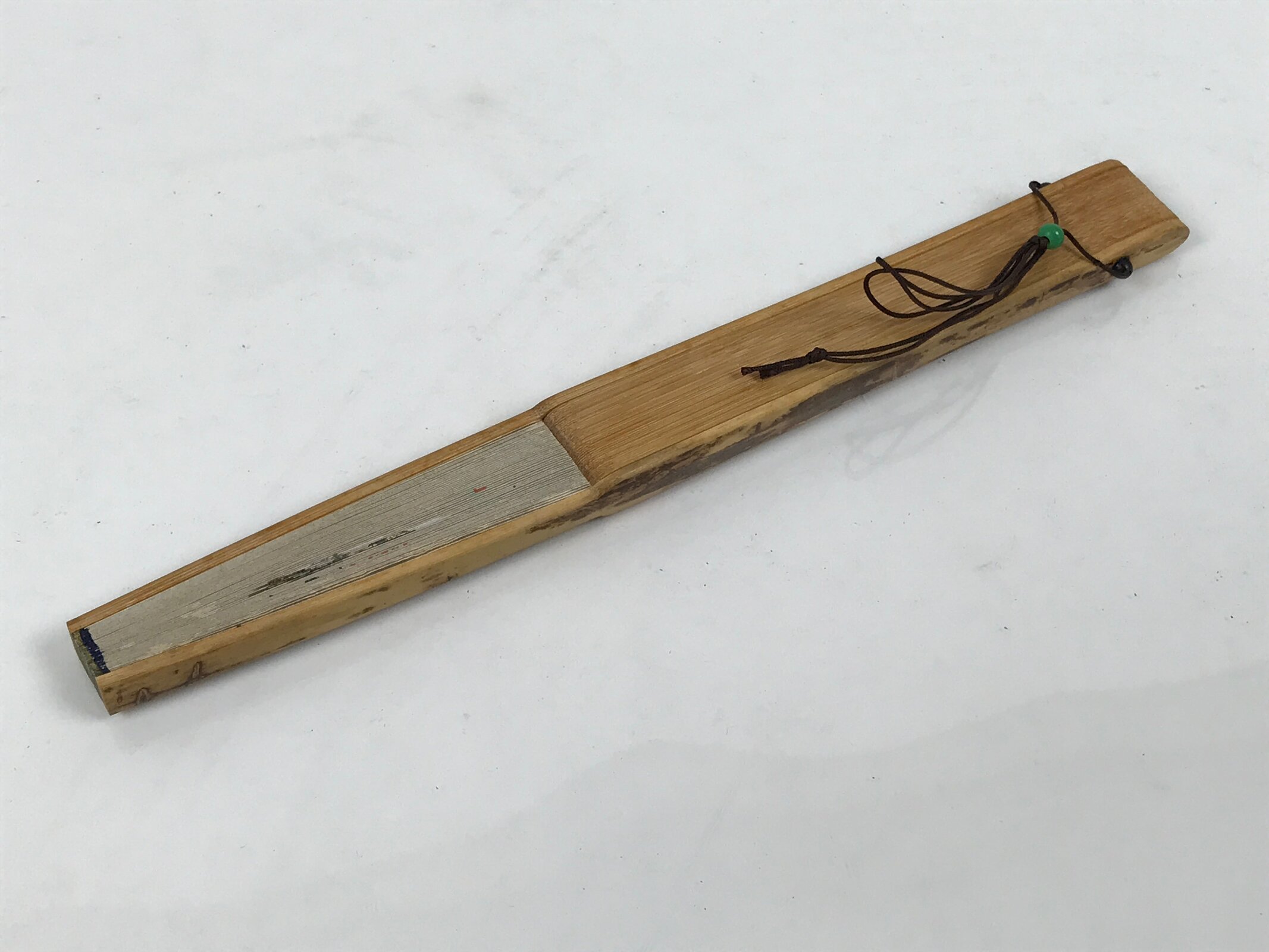 Japanese Paper Folding Fan Sensu Vtg Bamboo Frame Silver Turnips Pepper 4D912