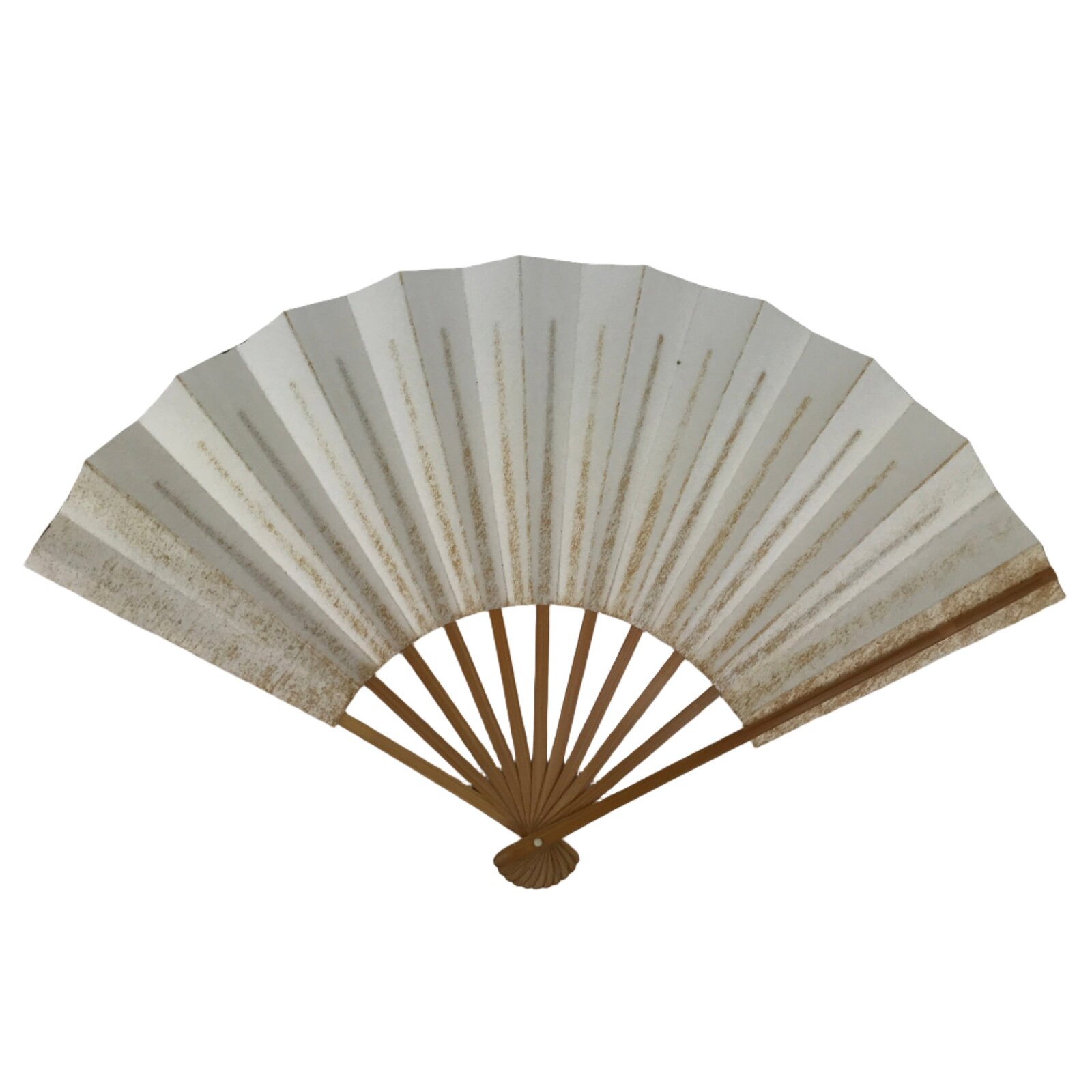 Japanese Paper Folding Fan Sensu Vtg Bamboo Frame Simple Blank White 4D888