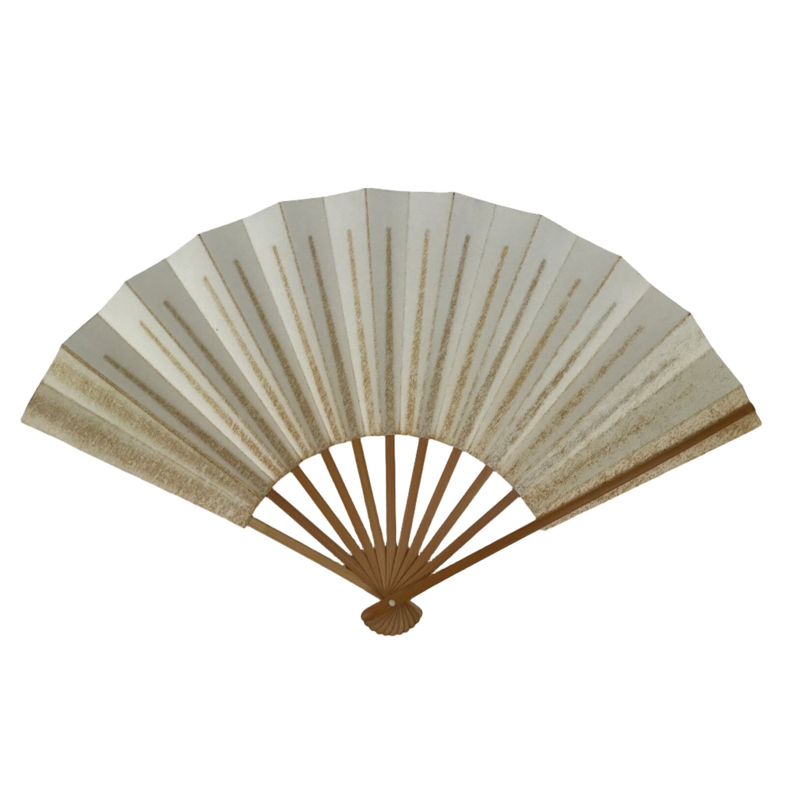 Japanese Paper Folding Fan Sensu Vtg Bamboo Frame Simple Blank White 4D891
