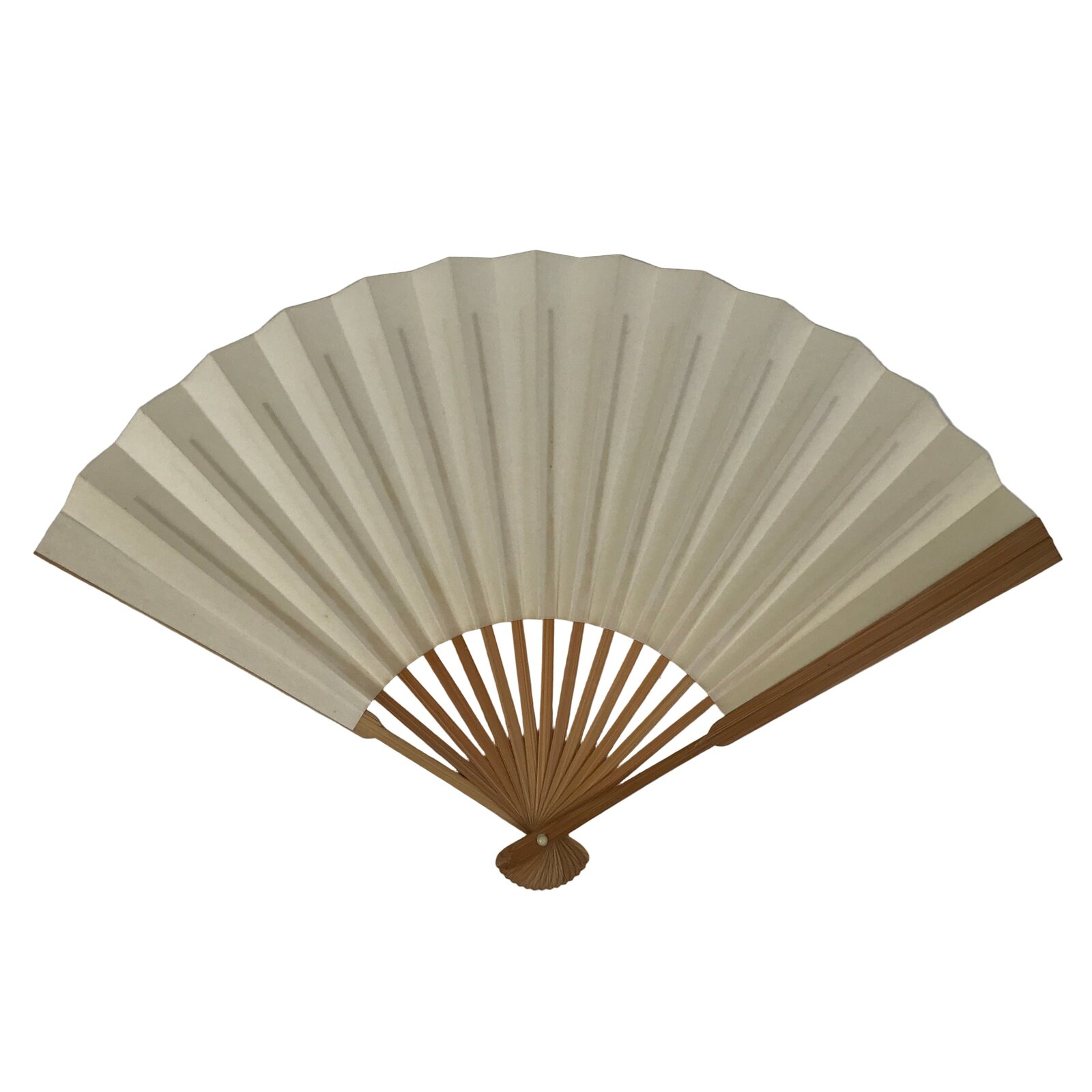 Japanese Paper Folding Fan Sensu Vtg Bamboo Frame Simple Blank White 4D950