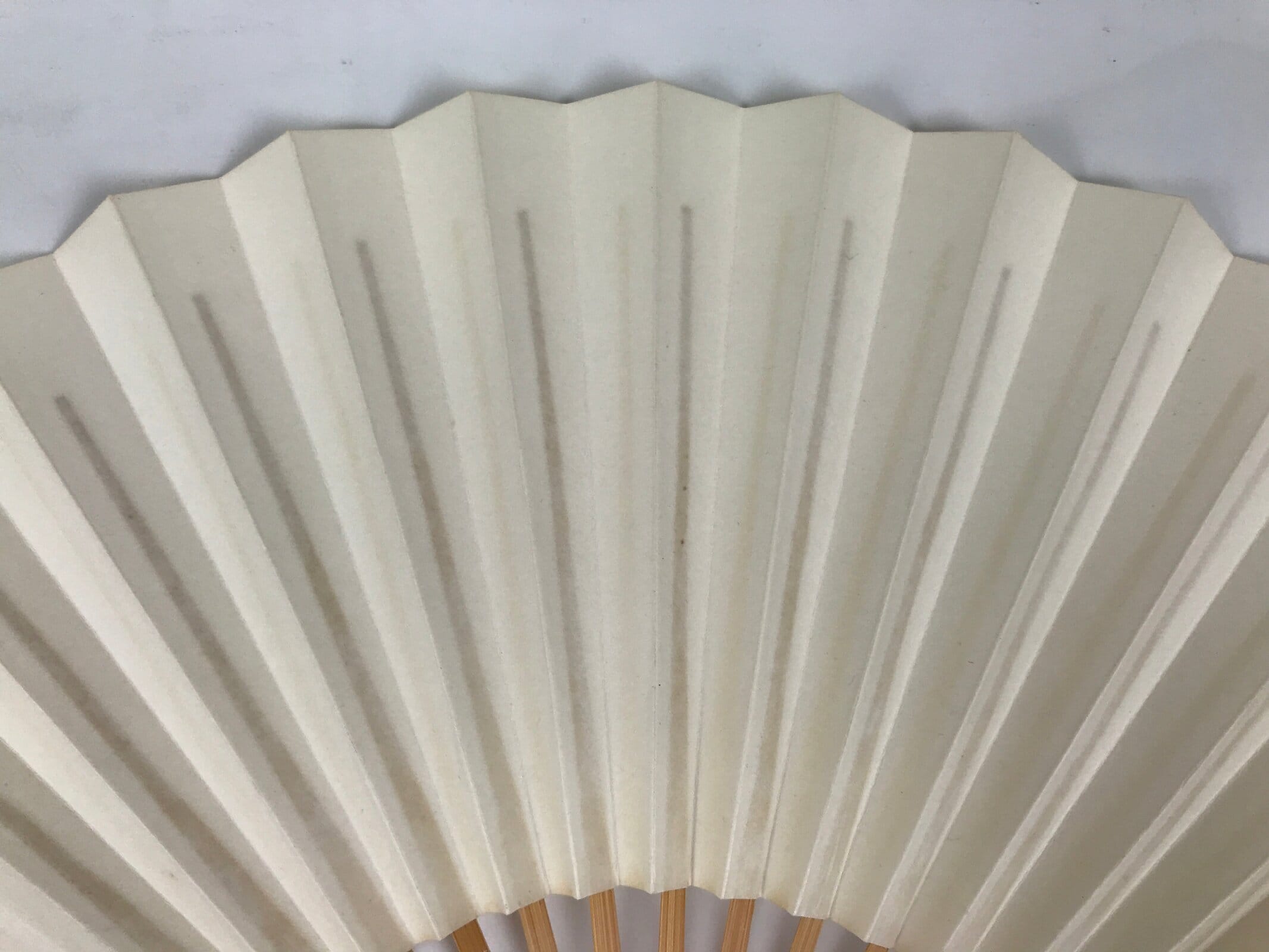 Japanese Paper Folding Fan Sensu Vtg Bamboo Frame Simple Blank White 4D950