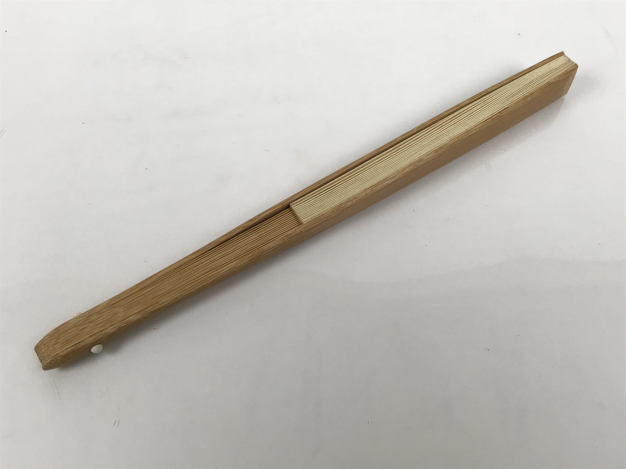 Japanese Paper Folding Fan Sensu Vtg Bamboo Frame Simple Plain Blank Beige 5D9