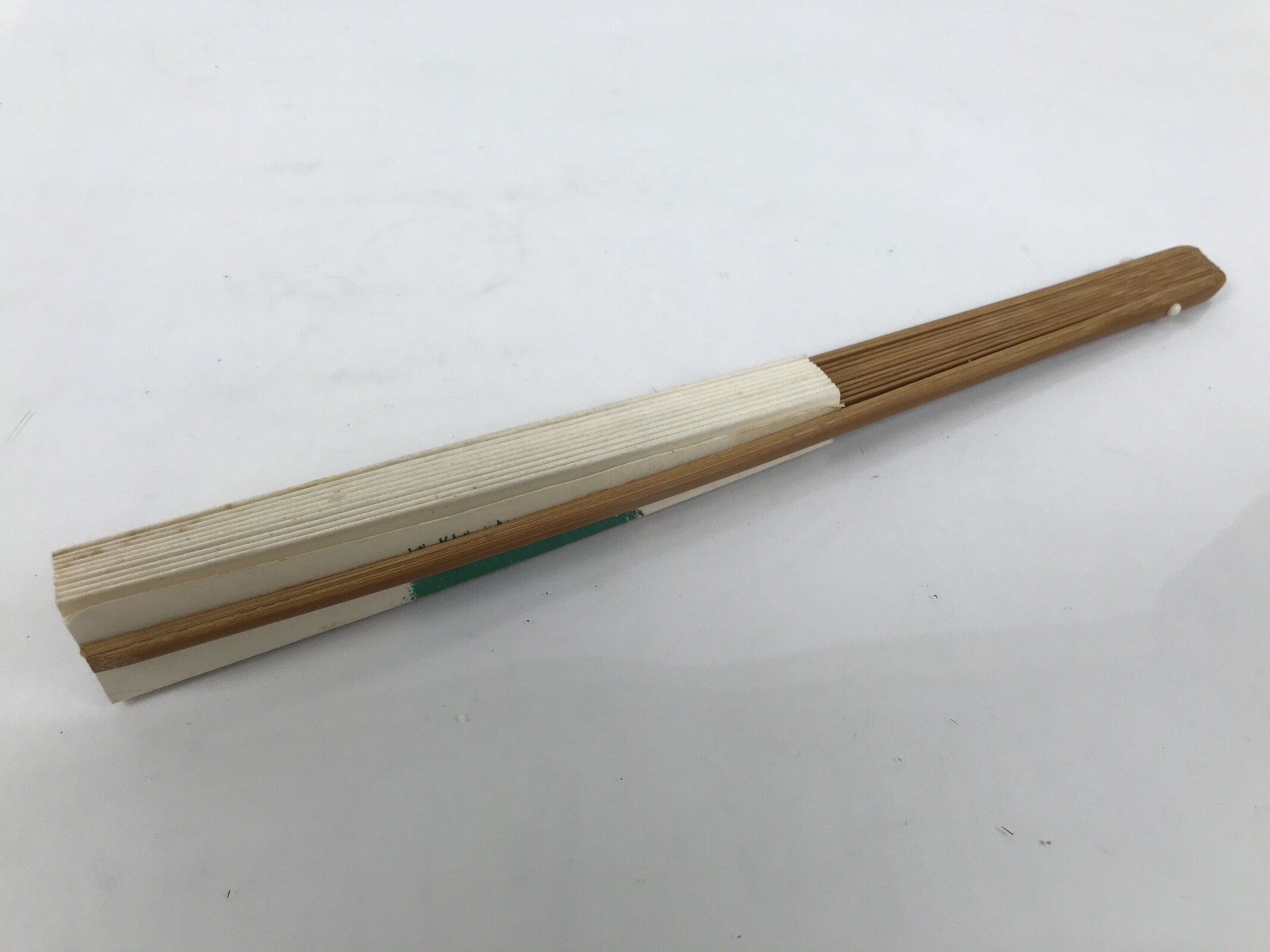 Japanese Paper Folding Fan Sensu Vtg Flower Red Green Bamboo Frame 4D992