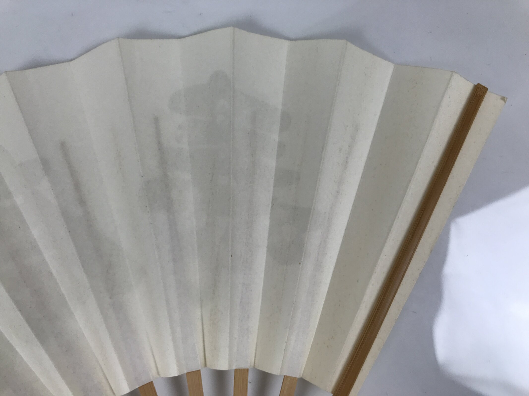 Japanese Paper Folding Fan Sensu Vtg Kanji Flowers Long Life Bamboo Frame 4D994
