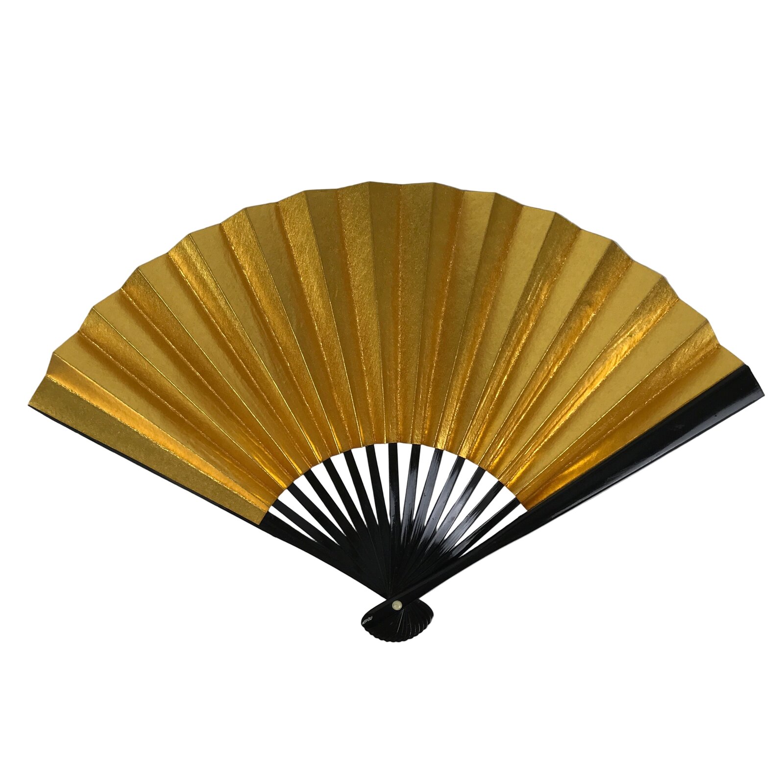 Japanese Paper Folding Fan Sensu Vtg Lacquered Bamboo Gold Silver Formal 4D957