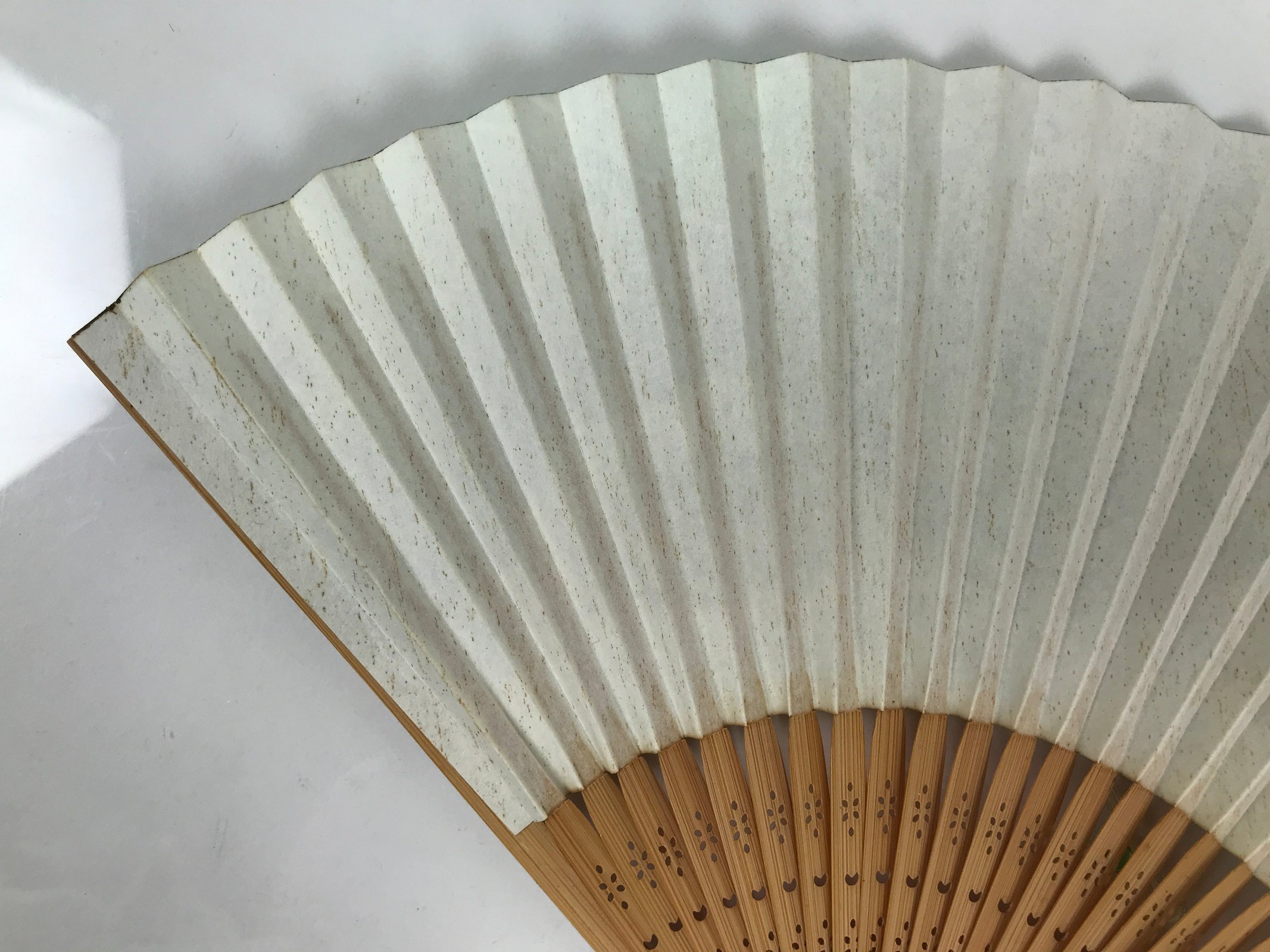 Japanese Paper Folding Fan Vtg Sensu Bamboo Frame River Cherry Blossom 4D981