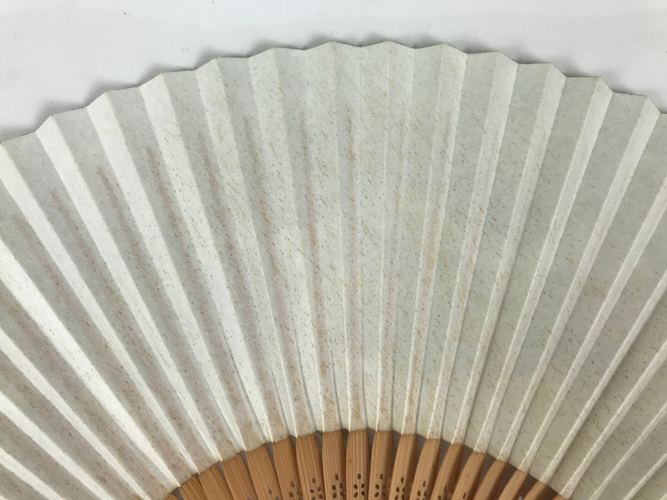 Japanese Paper Folding Fan Vtg Sensu Bamboo Frame River Cherry Blossom 4D981