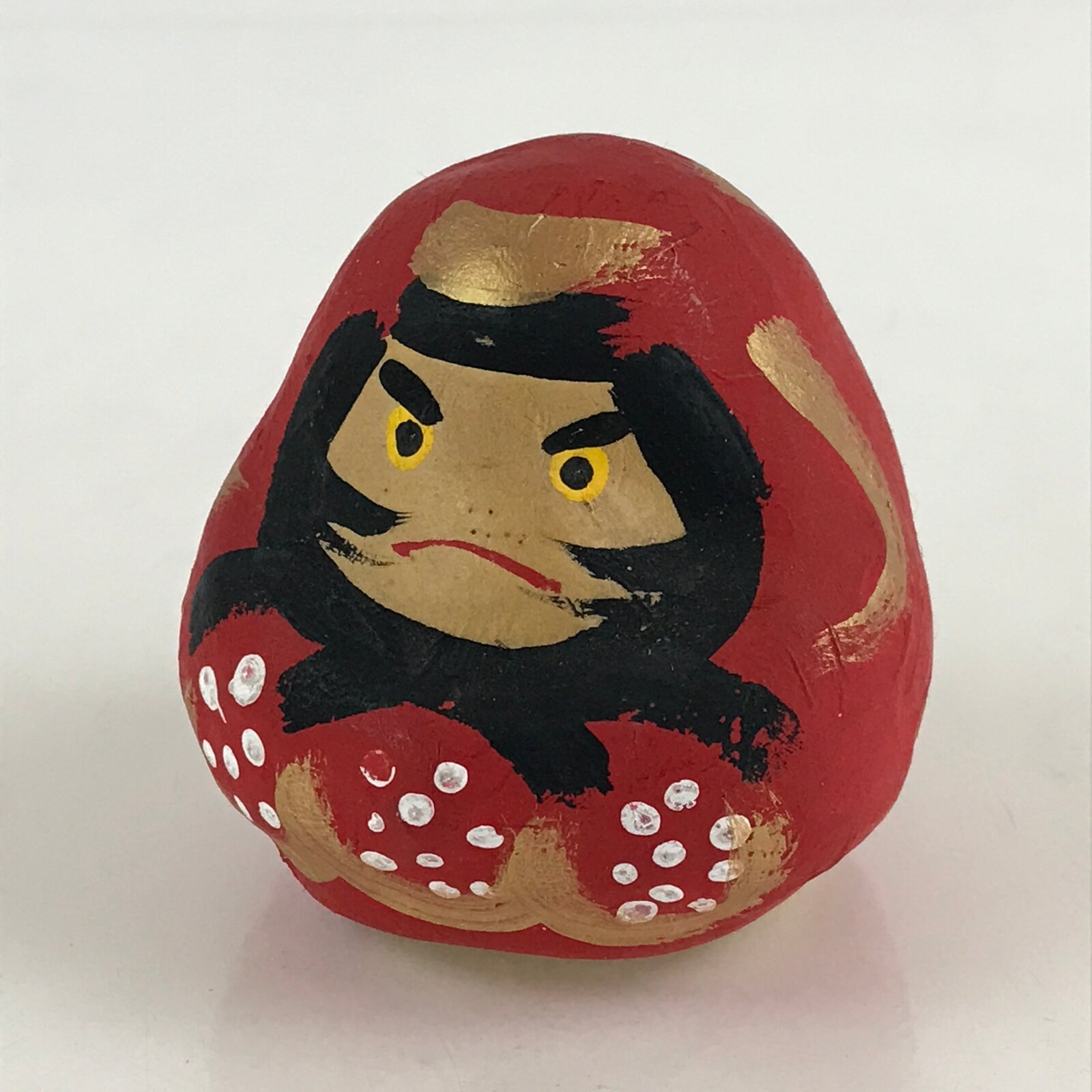 Japanese Paper Mâché Daruma Vtg Red Bodhidharma Zen Wish Traditional Doll BD878