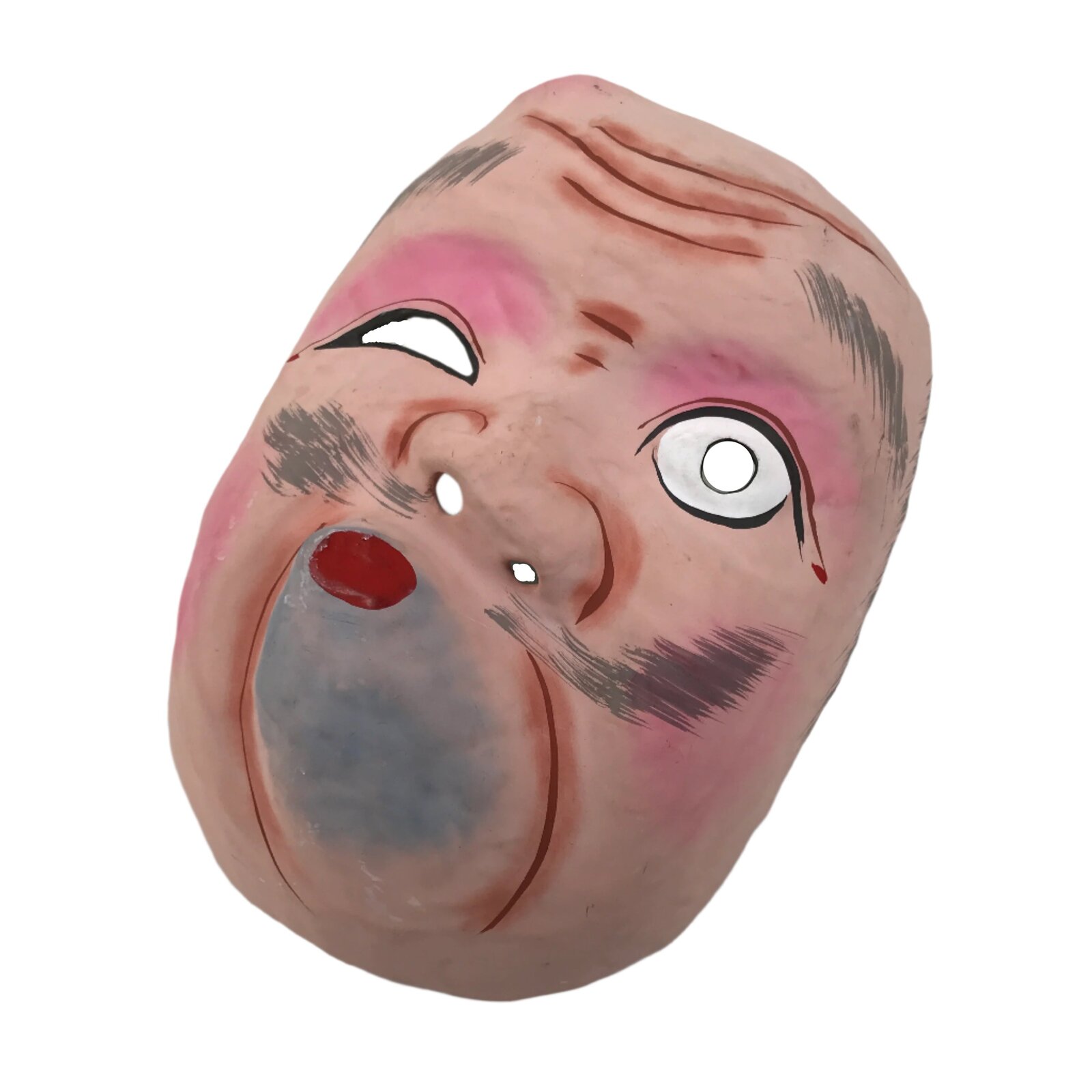 Japanese Paper Mache Noh Mask Hyottoko Vtg Comical Nohmen Kagura Dance OM76