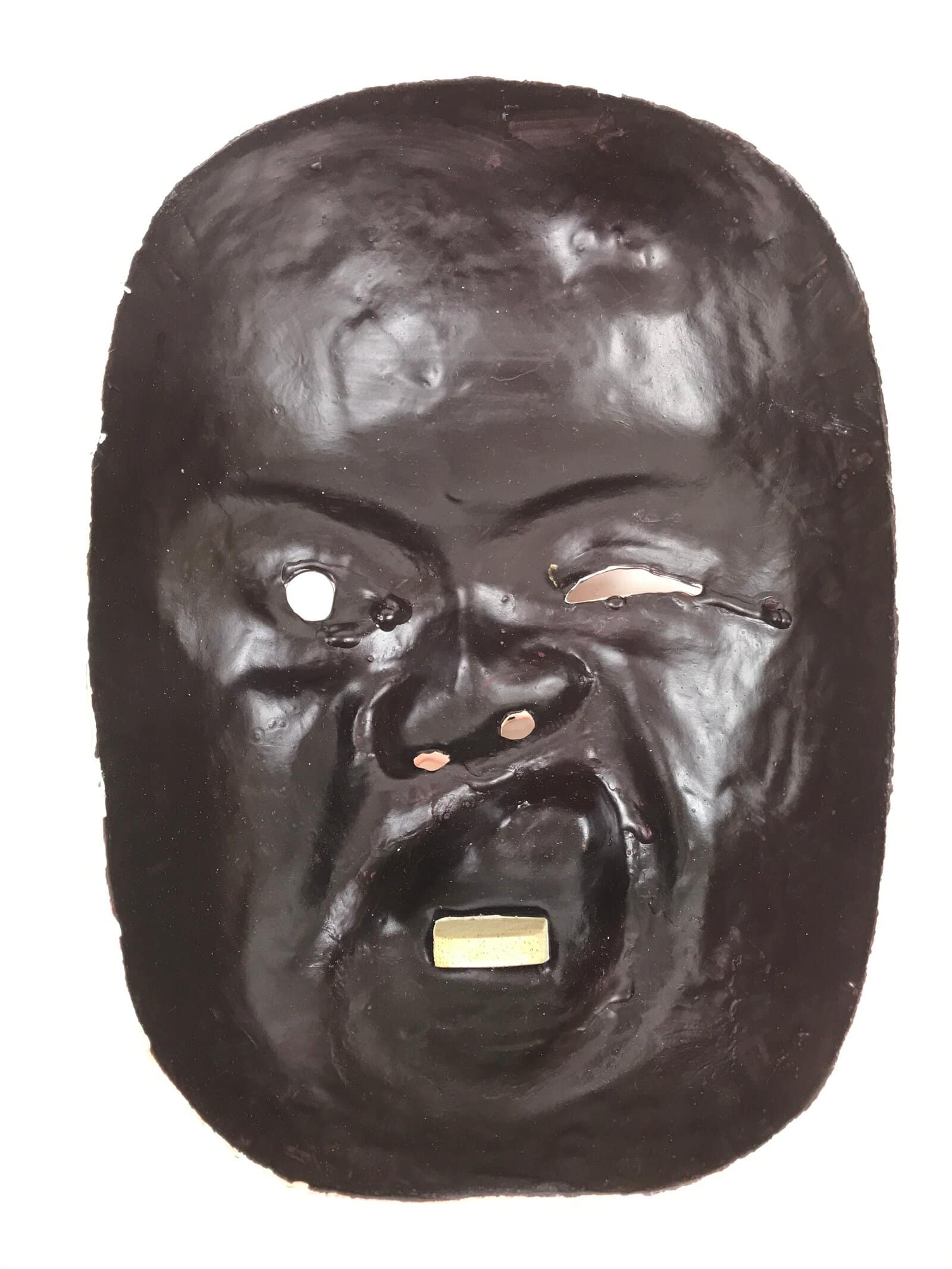 Japanese Paper Mache Noh Mask Hyottoko Vtg Comical Nohmen Kagura Dance OM76