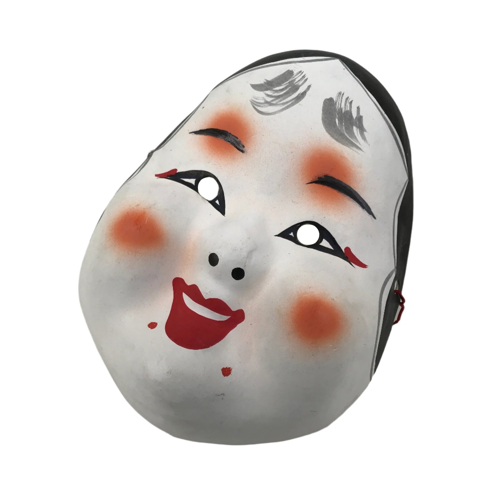 Japanese Paper Mache Noh Mask Okame Vtg Otafuku Smiling Woman Nohmen Kagura OM79