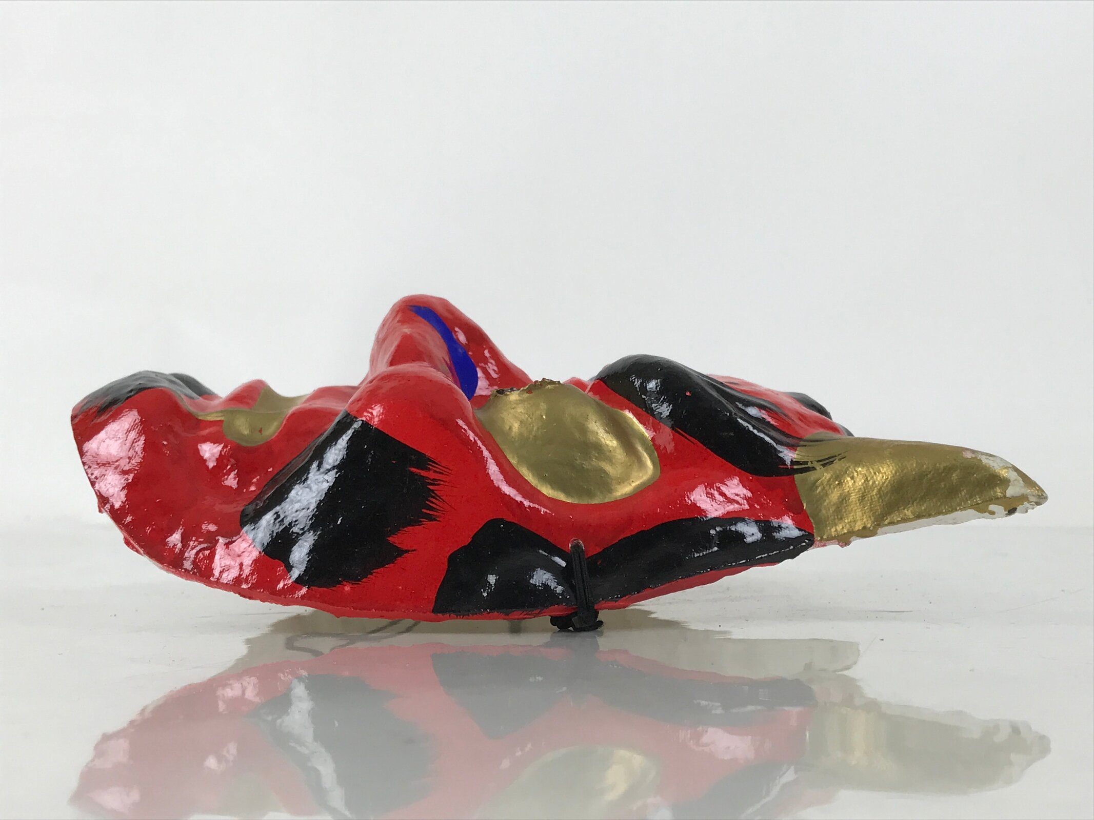 Japanese Paper Mache Oni Noh Mask Vtg Setsubun Ogre Nohmen Kagura Red OM84