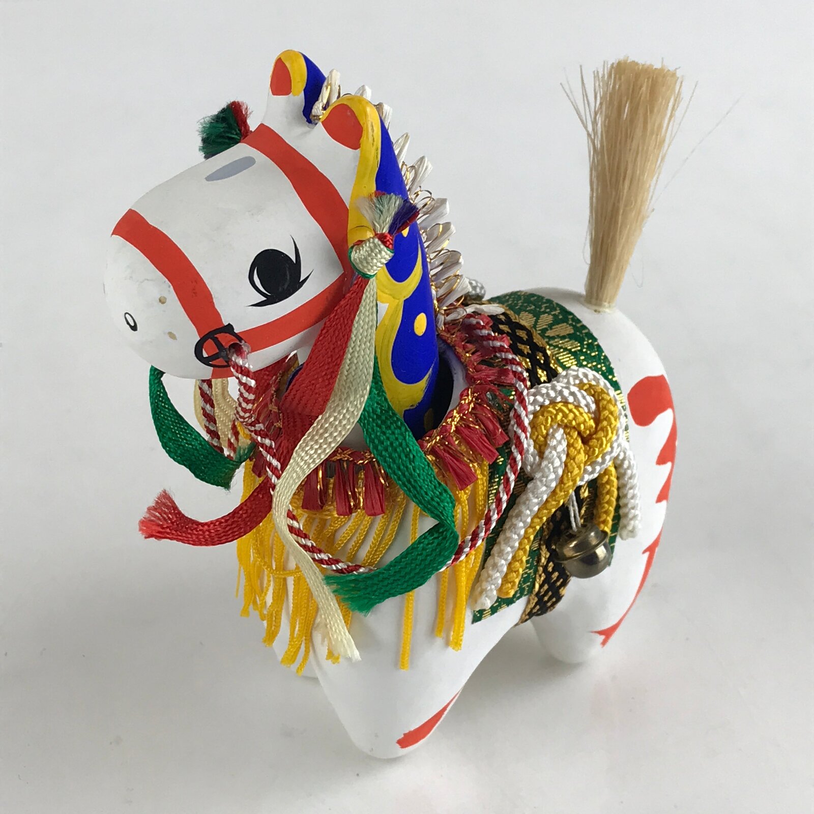 Japanese Paper Mâché White Horse Auspicious Figurine Boy's Day Festival BD883