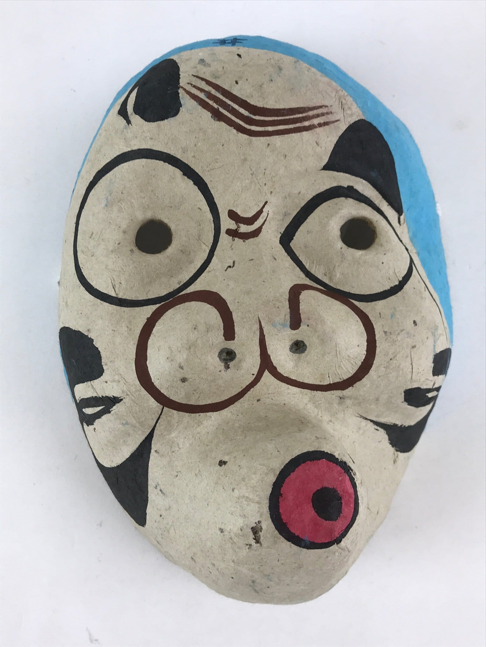 Japanese Paper Mask Hyottoko Vtg Dance Festival Show Performance Room Decor OM32