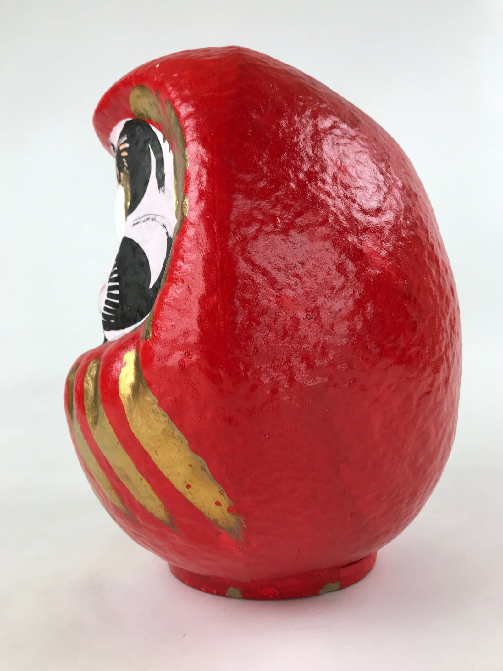 Japanese Papier-Mâché Daruma Statue Vtg Hariko Round Red Lucky Charm BD970