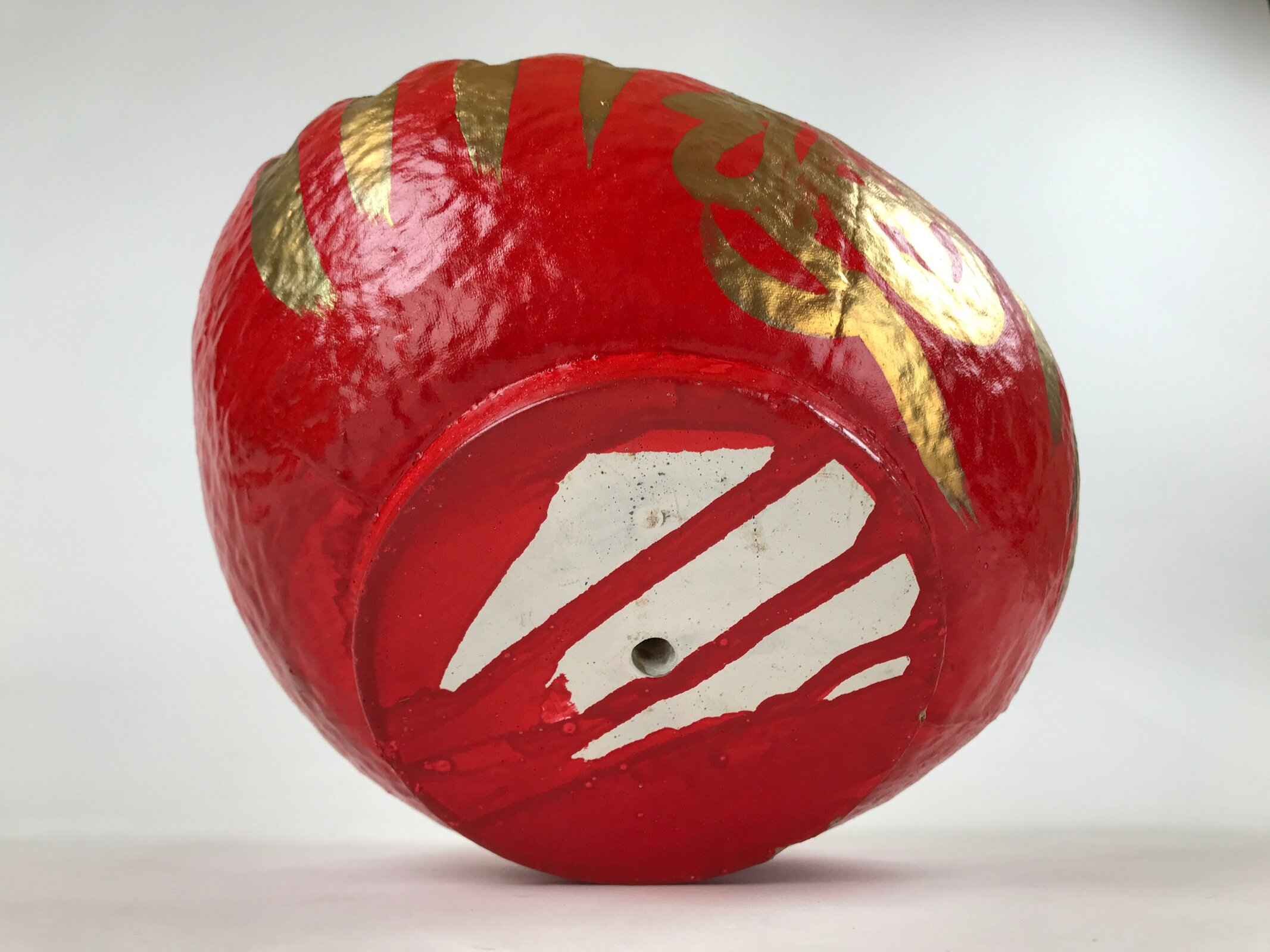 Japanese Papier-Mâché Daruma Statue Vtg Hariko Round Red Lucky Charm BD970