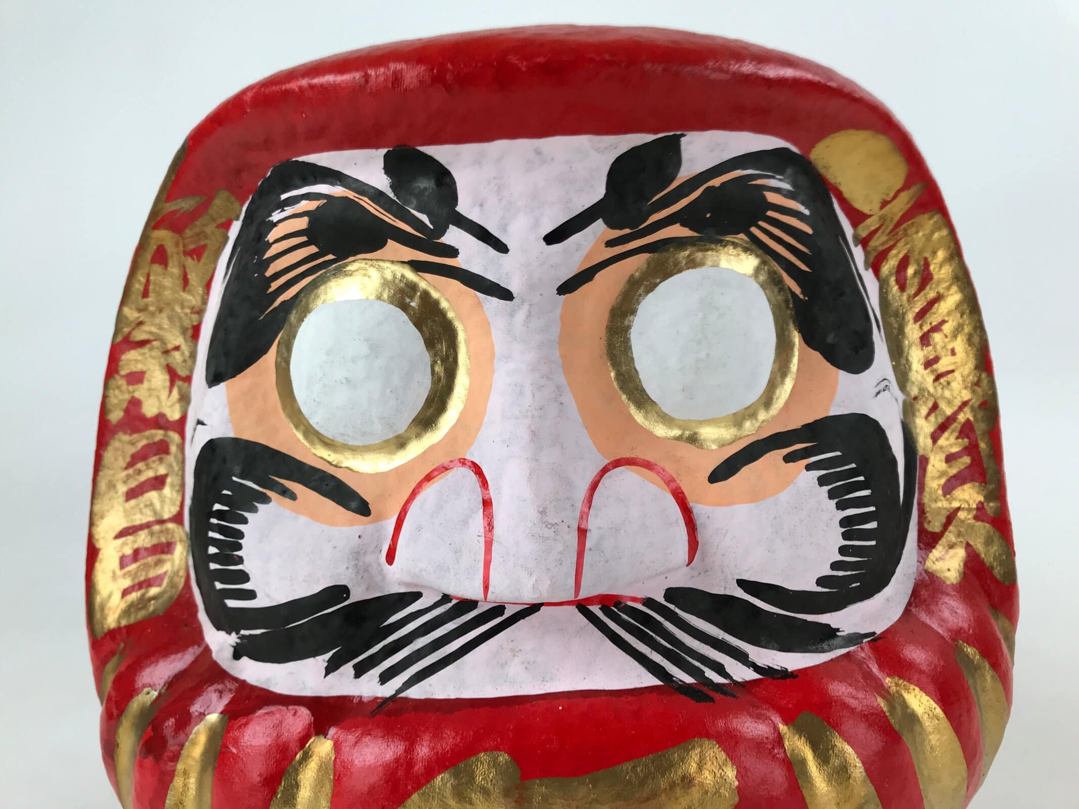 Japanese Papier-Mâché Daruma Statue Vtg Hariko Round Red Lucky Charm BD970