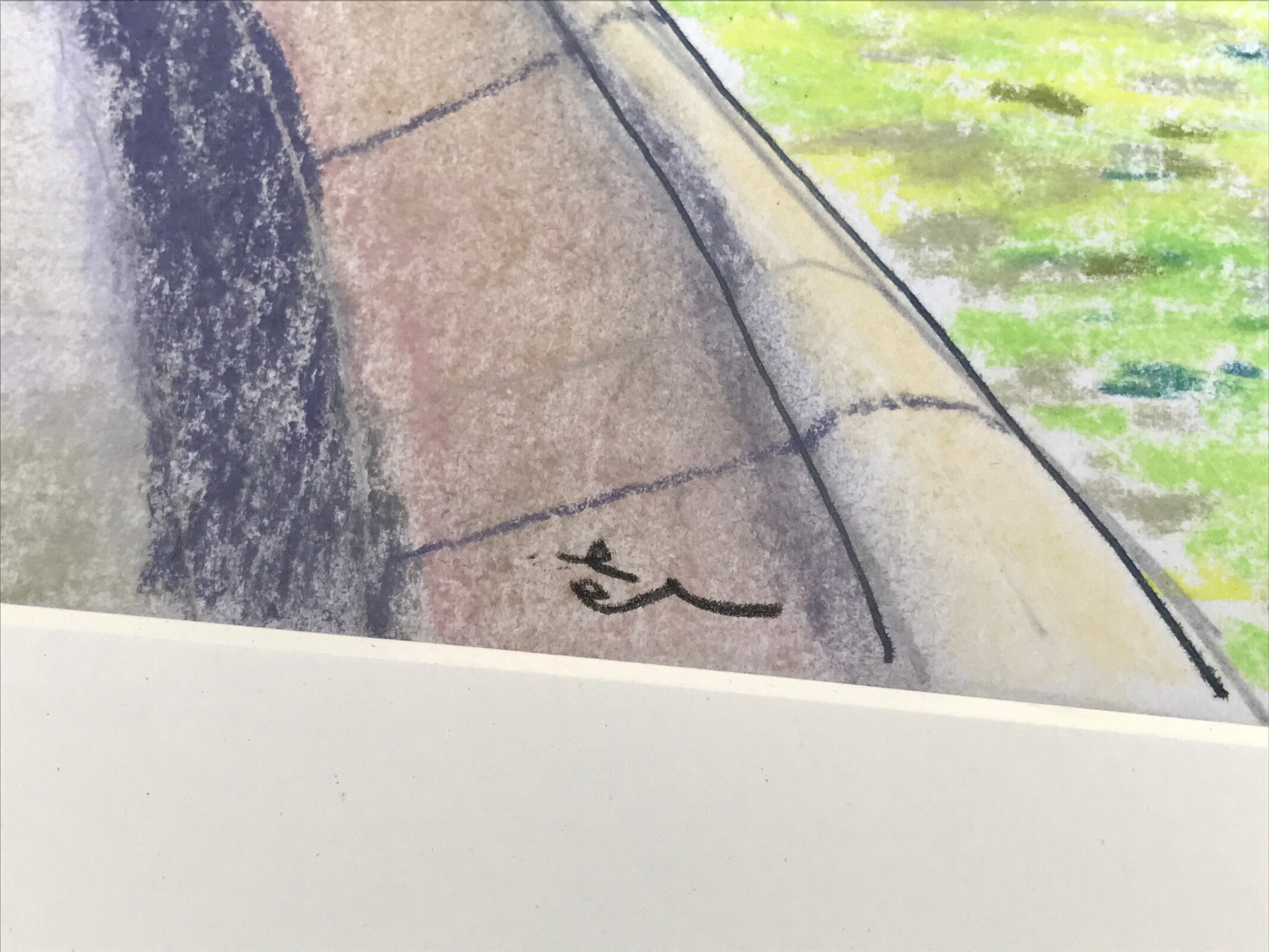 Japanese Pastel Drawing Chinese River Bridge Art Signed Artist Unknown FL348