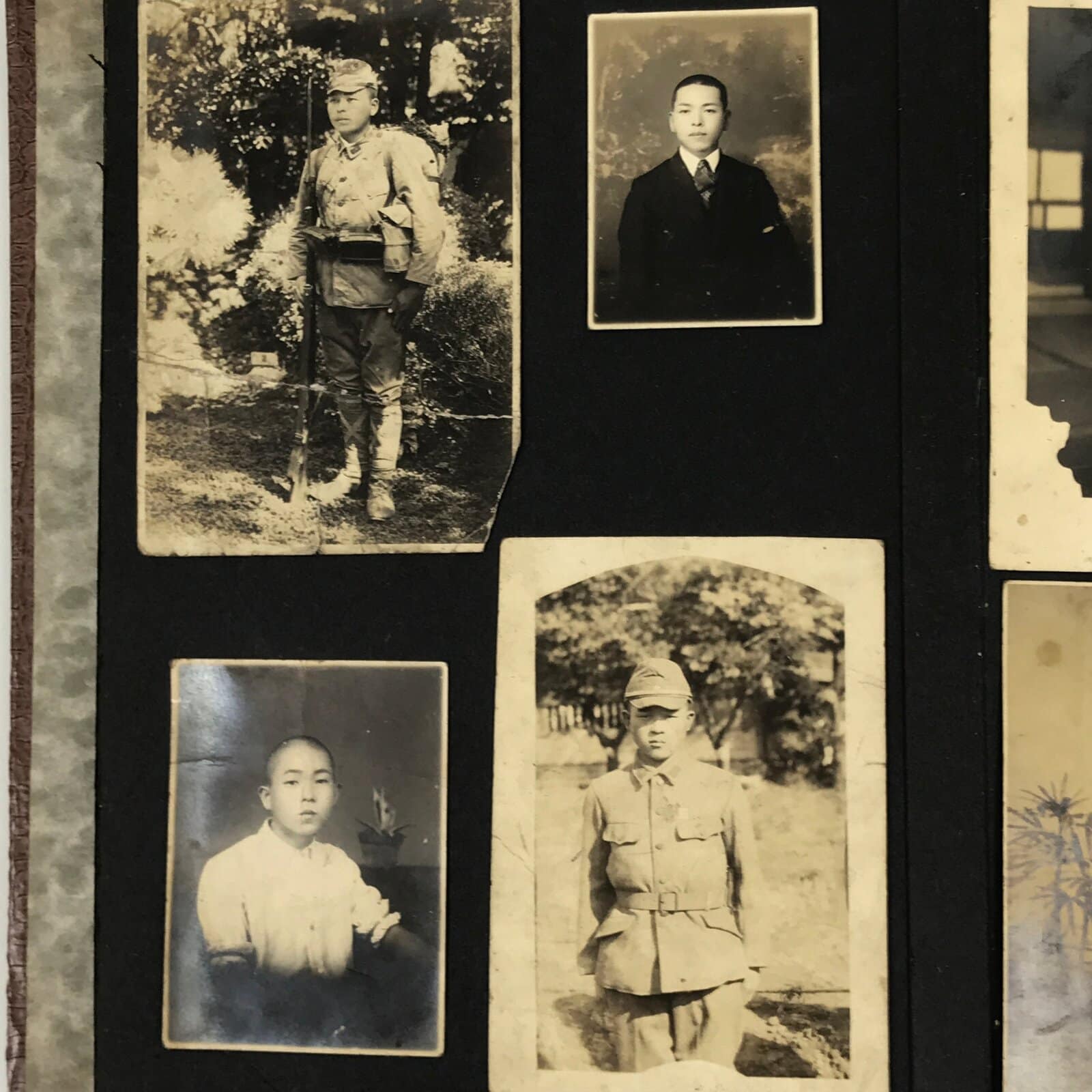 Japanese Photo Album C1950 Vtg Family Group Portrait Sepia Black Paper AB133