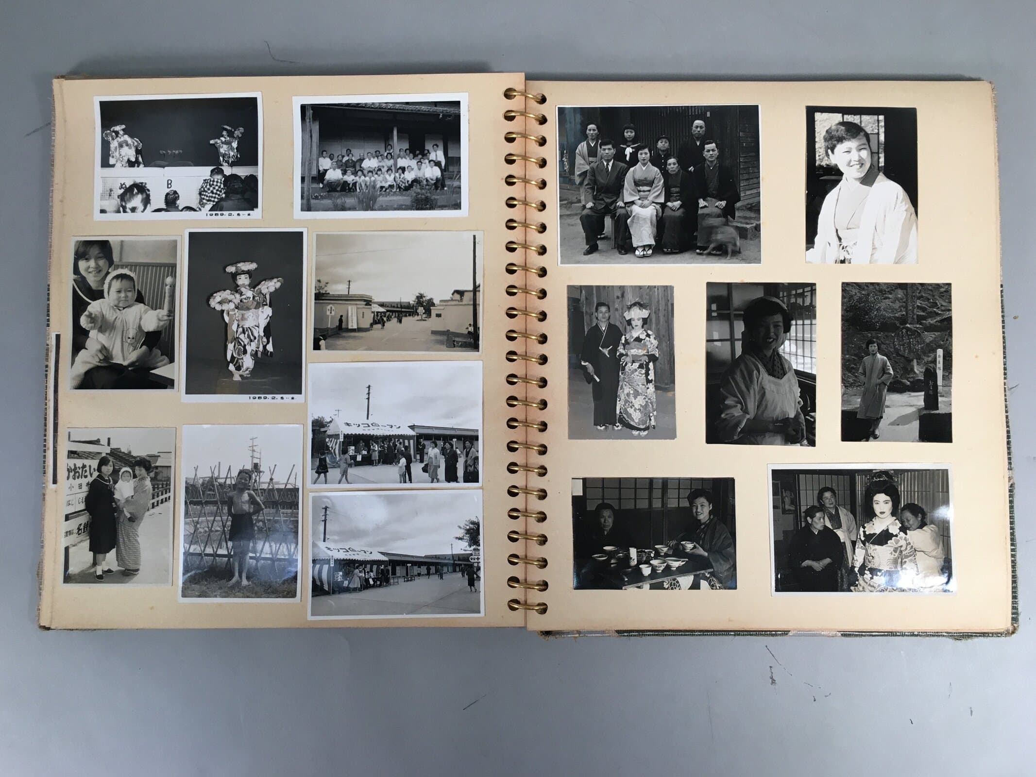 Japanese Photo Album Vtg 129pc Group Military Wedding Kimono Portrait AB96