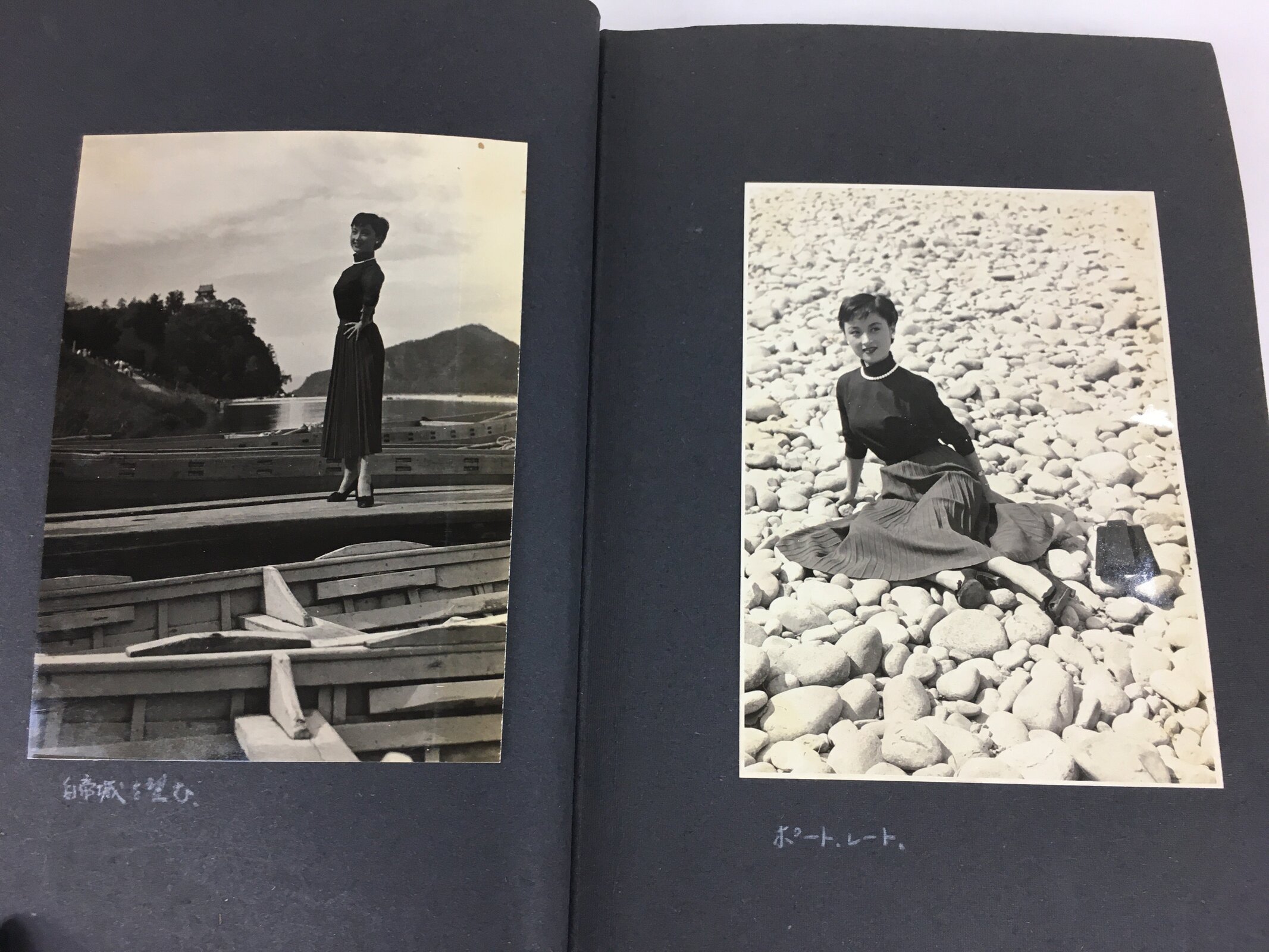 Japanese Photo Album Vtg 62pc C1954 Cute Swimsuit Girl Train Wedding AB107