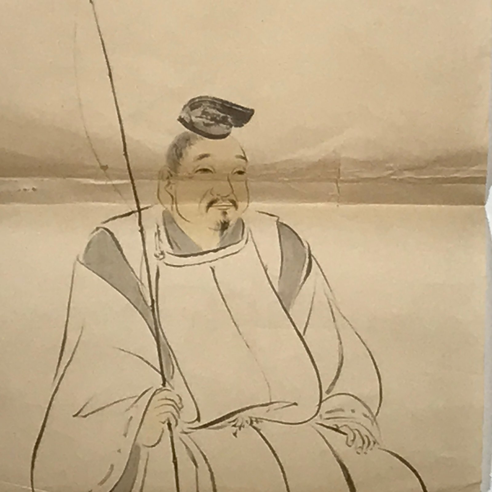 Japanese Picture Hanging Scroll Vtg Kotoshironushi Okami Shinto Kakejiku SC992