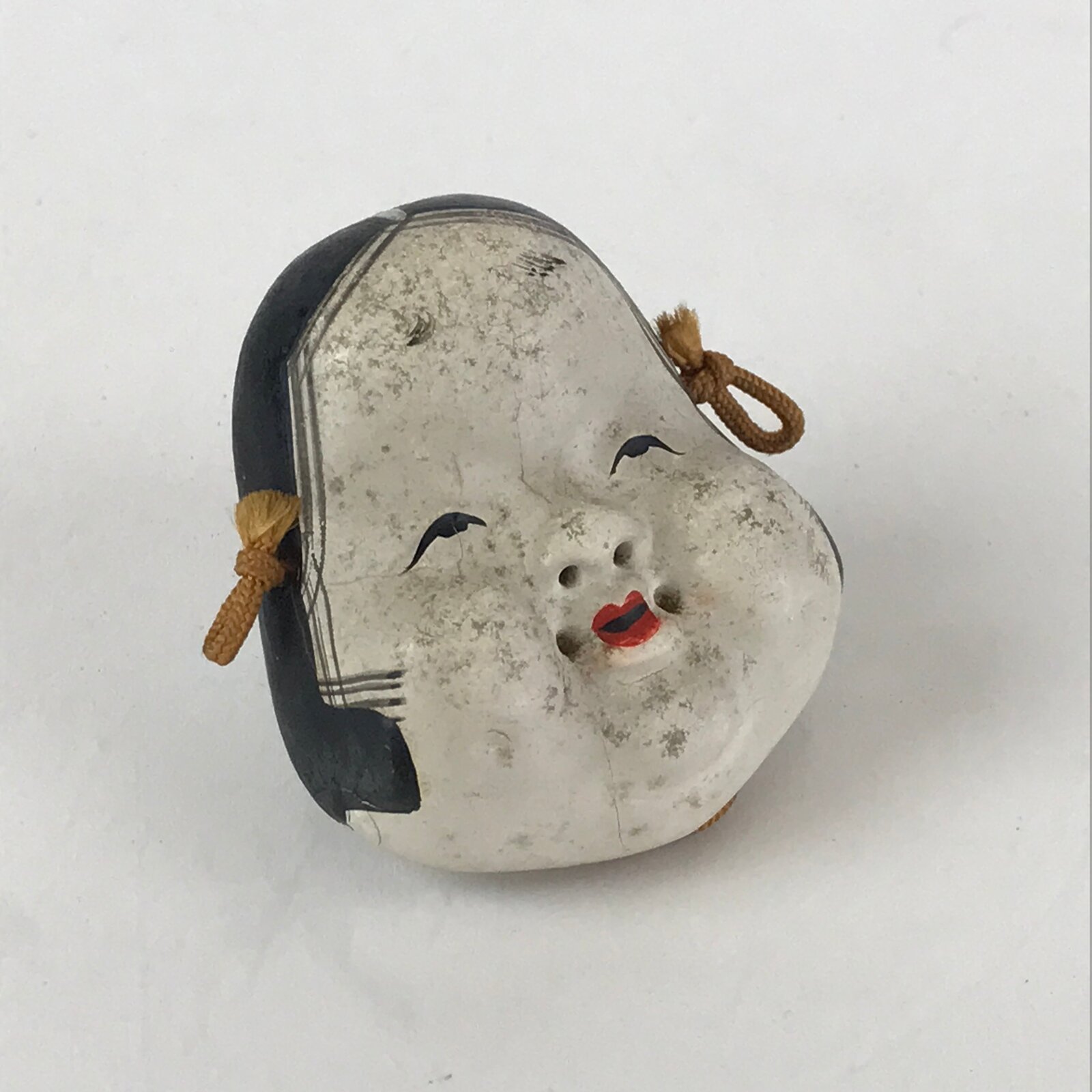 Japanese Plaster Small Face Mask Vtg Okame Lady's Face White KF586