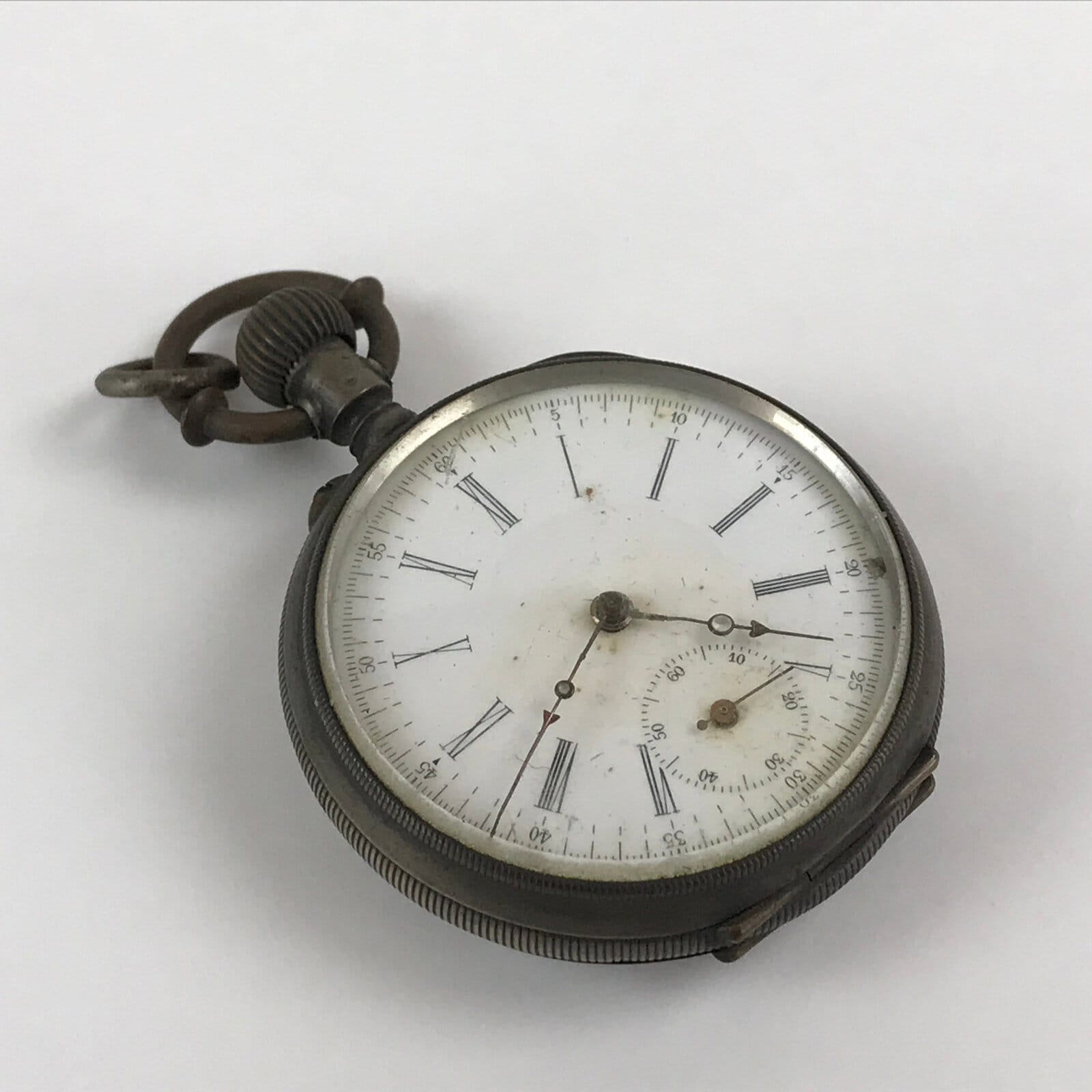 Japanese Pocket Watch Vtg Kaichu-Dokei Open Face Type Standard Style Silver JK54
