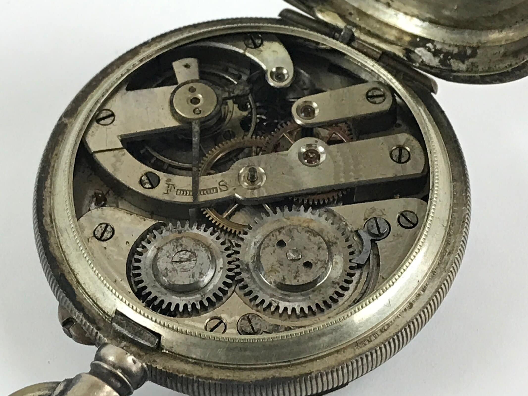 Japanese Pocket Watch Vtg Kaichu-Dokei Open Face Type Standard Style Silver JK54