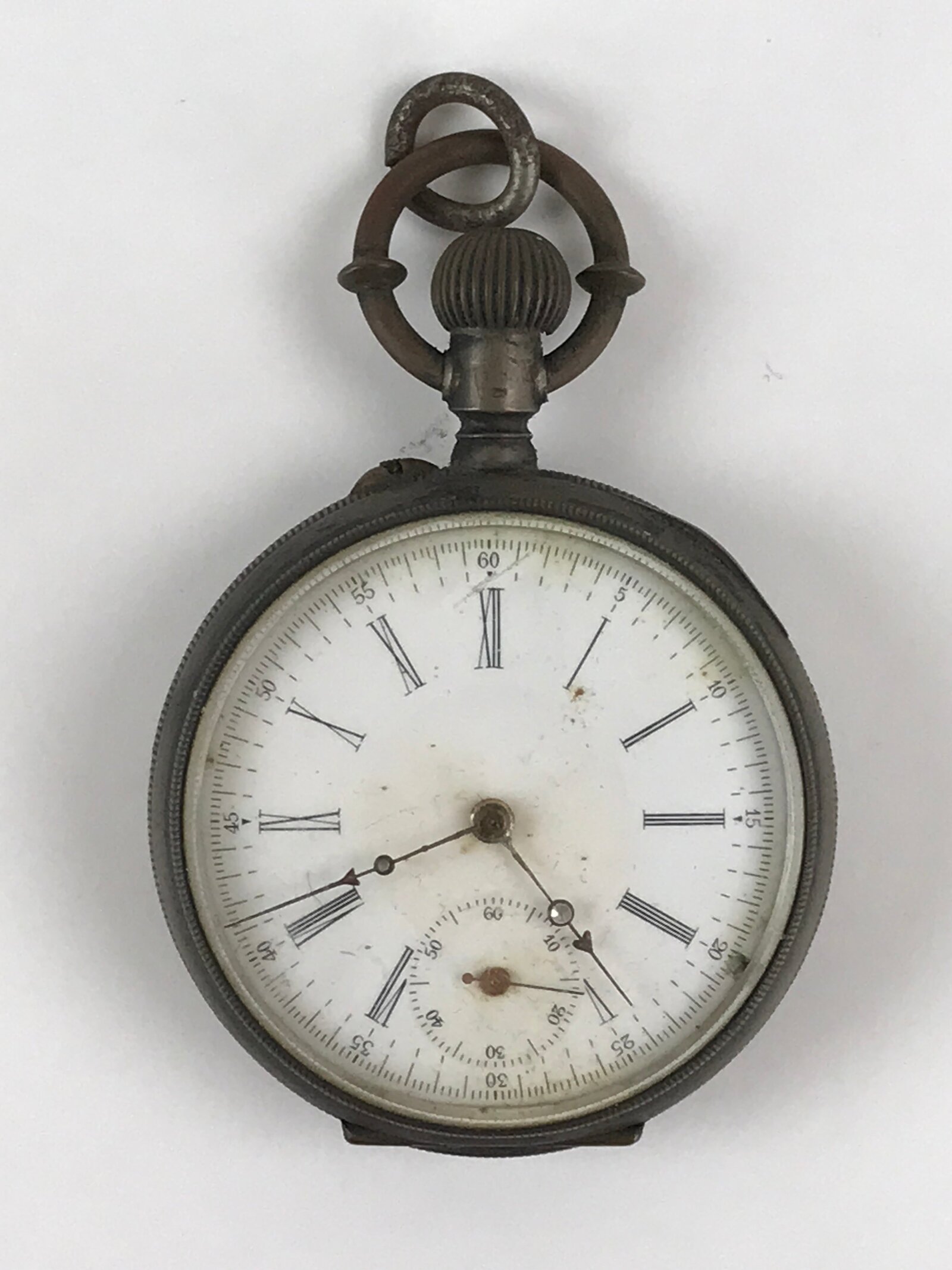Japanese Pocket Watch Vtg Kaichu-Dokei Open Face Type Standard Style Silver JK54