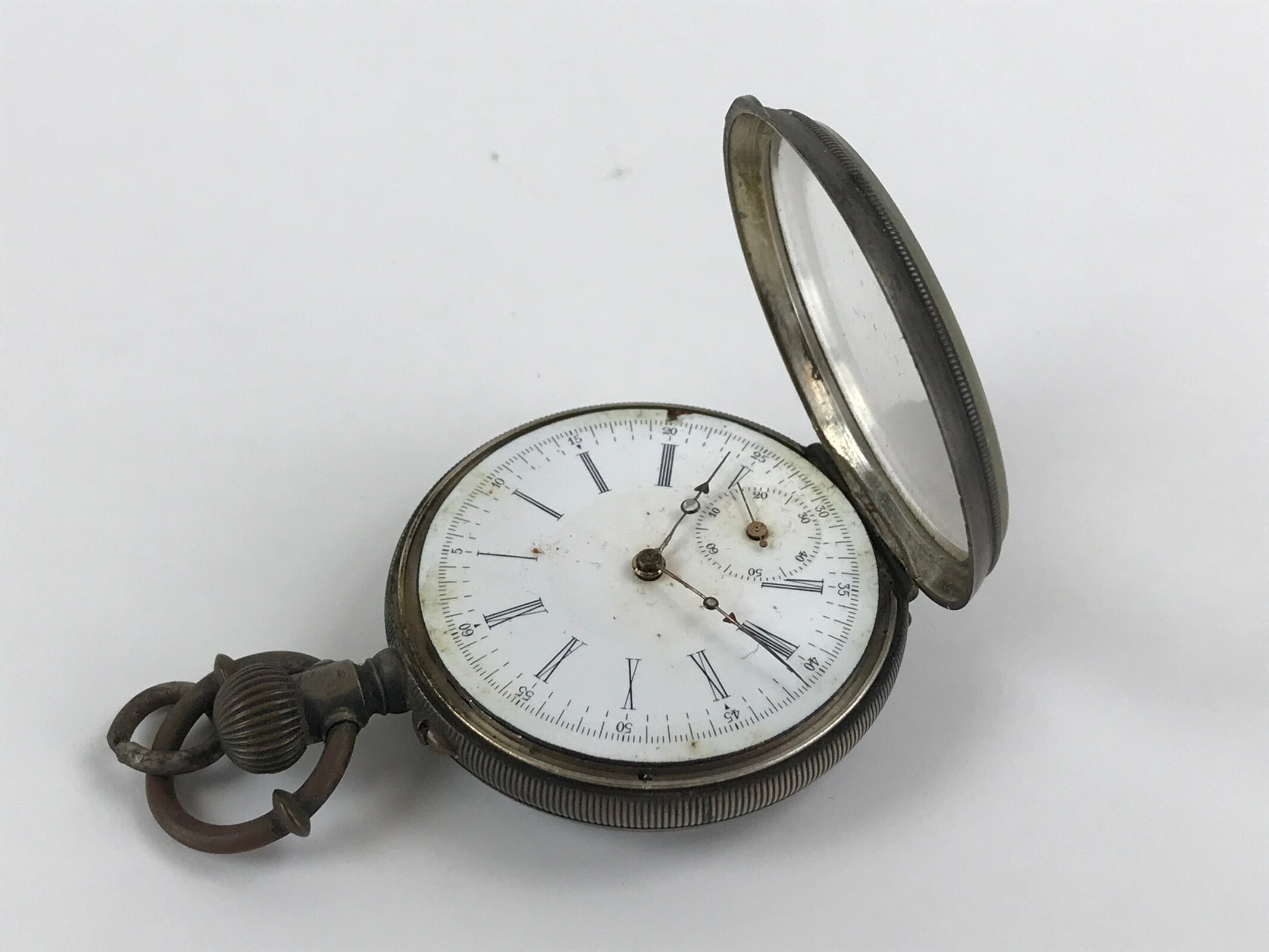 Japanese Pocket Watch Vtg Kaichu-Dokei Open Face Type Standard Style Silver JK54