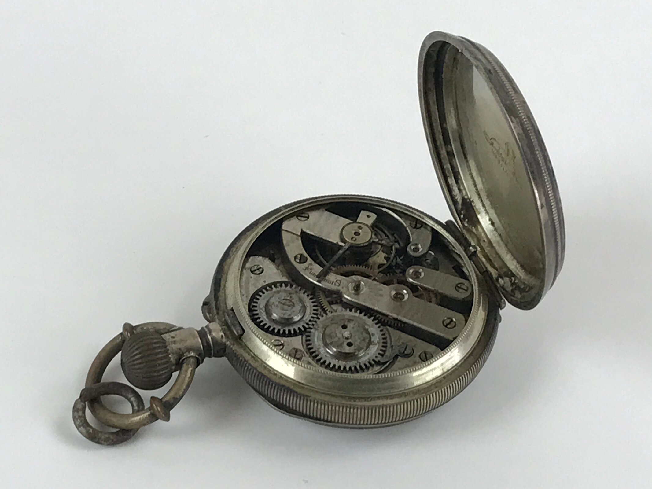 Japanese Pocket Watch Vtg Kaichu-Dokei Open Face Type Standard Style Silver JK54
