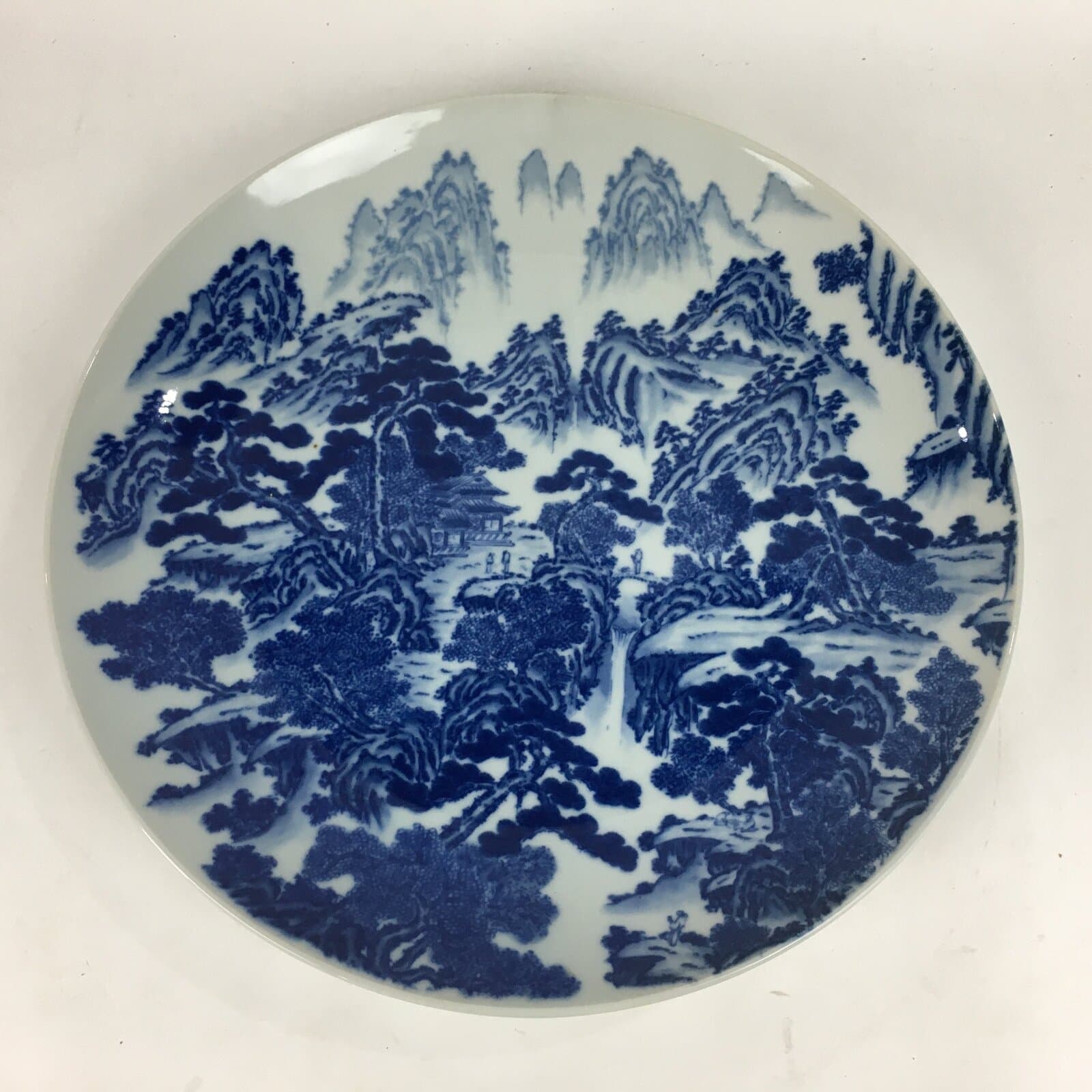 Japanese Porcelain Arita Ware Large Plate Centerpiece Vtg Round 40.5 cm PP647